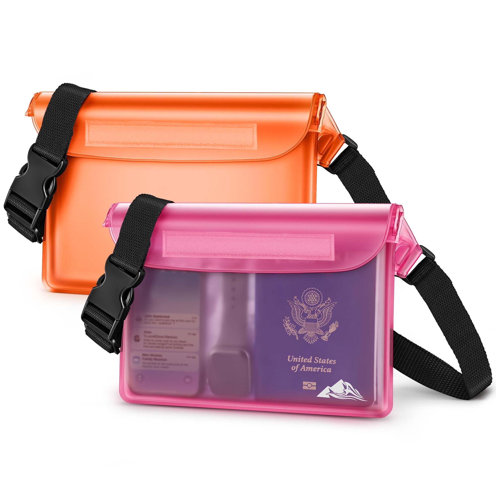 HEETA Waterproof Fanny Pack, Waterproof Pouch Dry Bag 2-Pack for Phone Passport Purse, Adjustable Waist Strap for Swimming Kayaking Boating Paddle Board Accessories Cruise Beach Camping Essentials