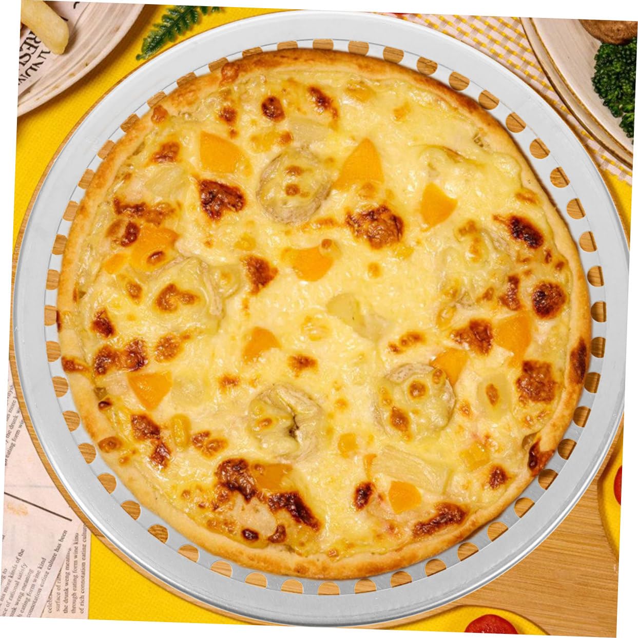 Runde Haushaltspizzapfanne aus Aluminiumlegierung mit Glatter Beschichtung und Perforiertem Design nicht Verformbar zum Backen von Knuspriger Pizza
