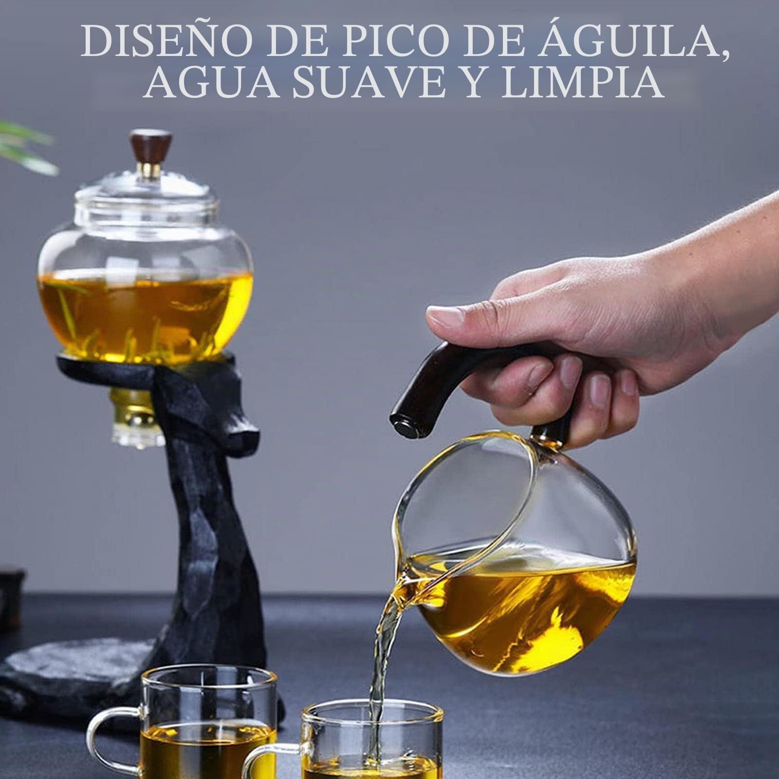 YUDIZWS Juego de Té Lazy Kungfu, Tetera de Goteo Magnética Con Infusor de Base, Automático Para Té y Café, Deer Tea Maker