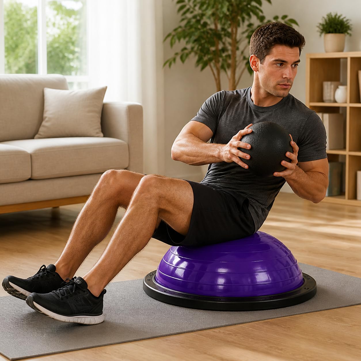 perfeclan Balón Equilibrio Fitness con Disco Estabilidad Reforzado para Sesiones y Ejercicio en Solitario Acuado para Mejorar Coordinación Motora y