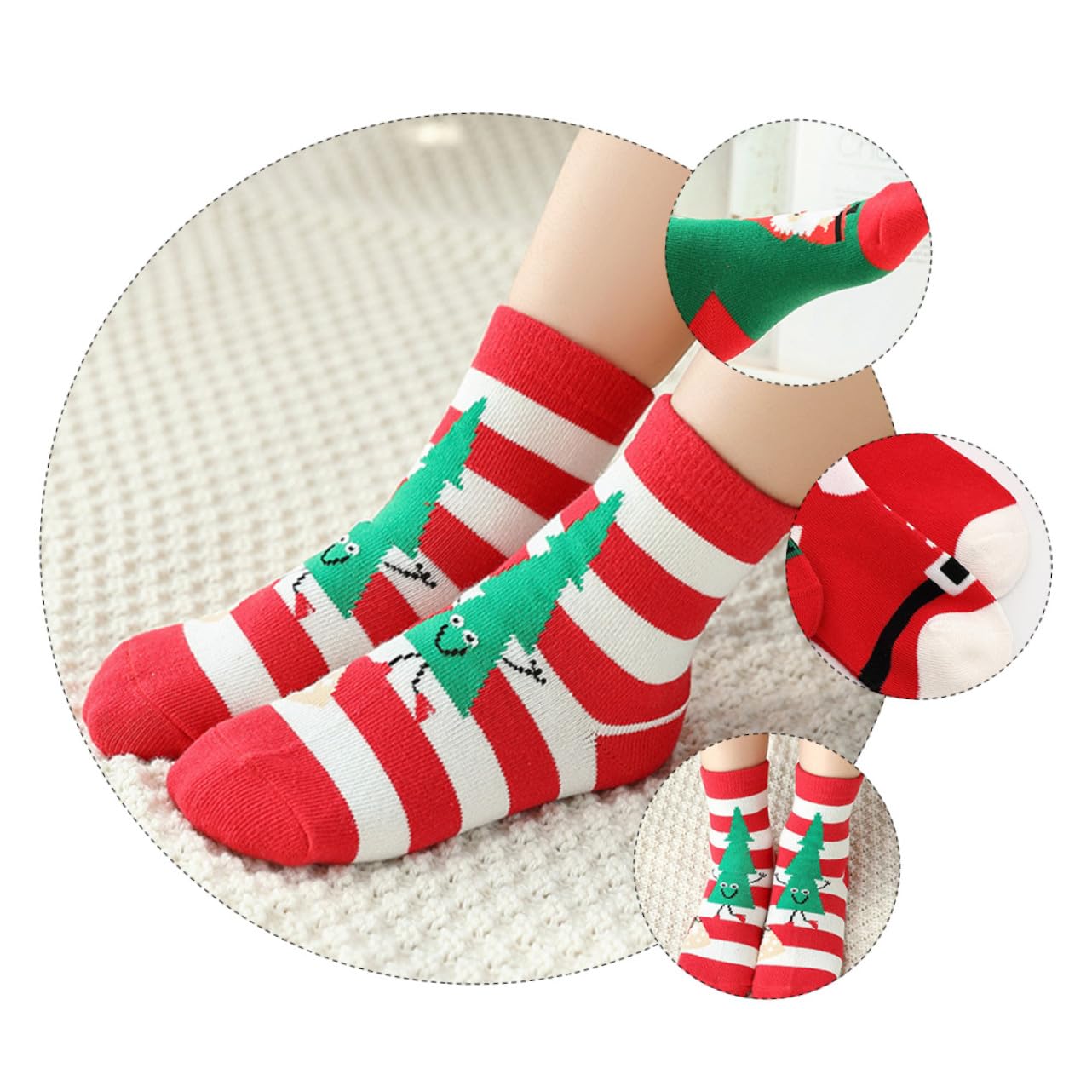 5 Paia Calze di Natale Calde Calze Medie in Cotone Spesse Unisex Adatte per Autunno e Inverno