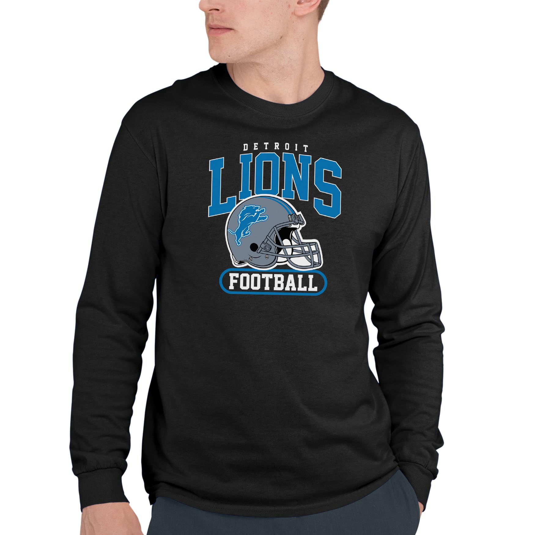 Hybrid Sports NFL - Arched Team Helmet - Officially Licensed Adult Long Sleeve Jersey Fan T-Shirt for Men & Women