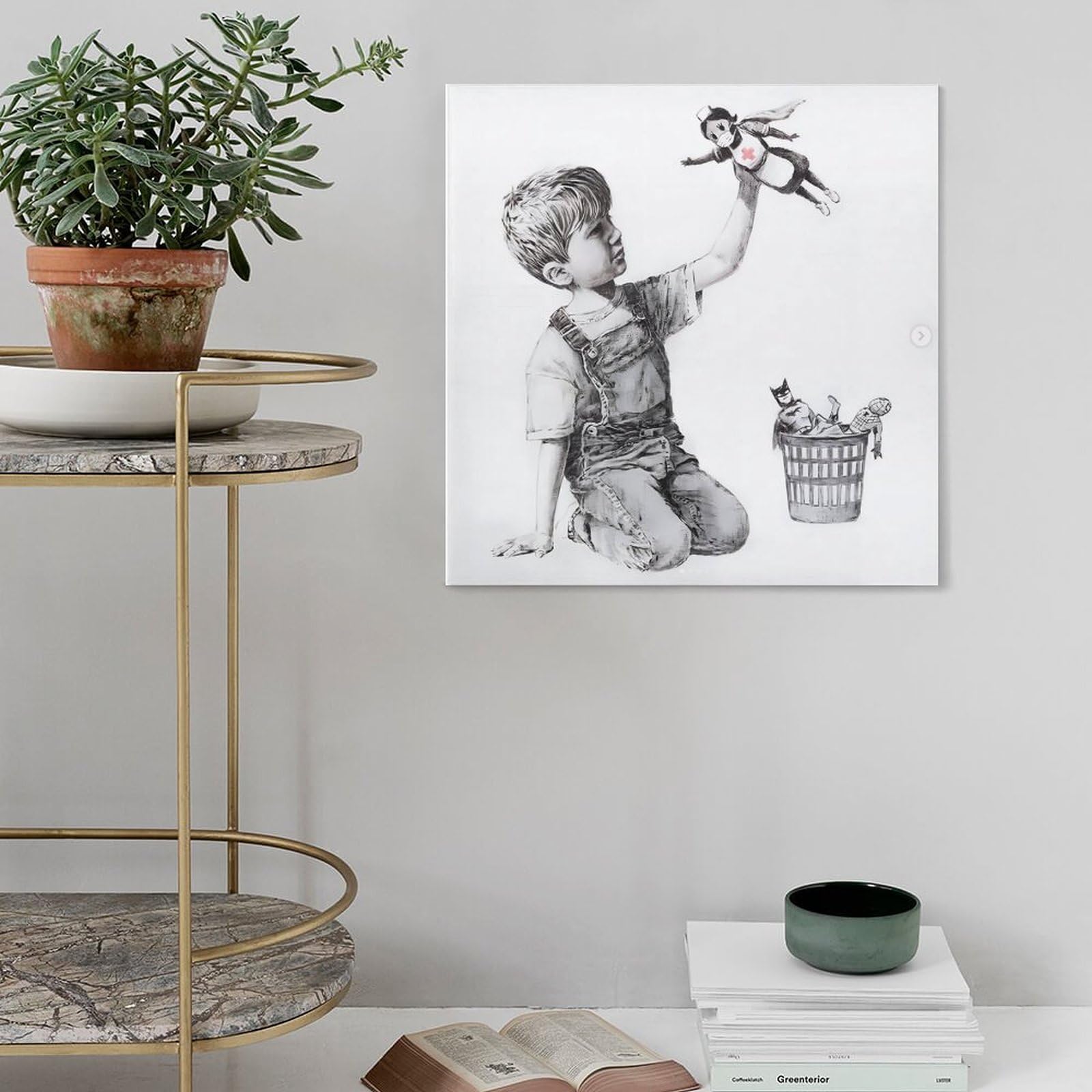 No.196木枠付きキャンバスアート　ブランドアートポスター　BANKSY Amazon.co.jp: Banksy バンクシー ポスター キャンバス アートパネル