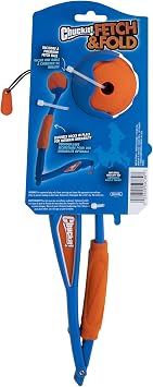 Chuckit! Fetch & Fold 25M Dog Ball Launcher, 25 Length, Includes Medium Ball (2.5) For Dogs 20-60 Pounds