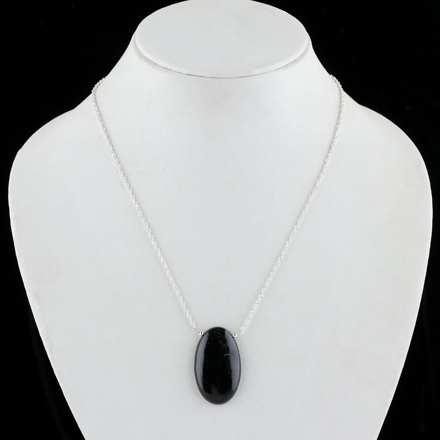 Oval Cabochon Necklace for Women, 10-20 Carat Handmade Gemstone Pendant Jewelry, Polished Stone, Adjustable 18 Inch Silver Plated Chain - Image 3