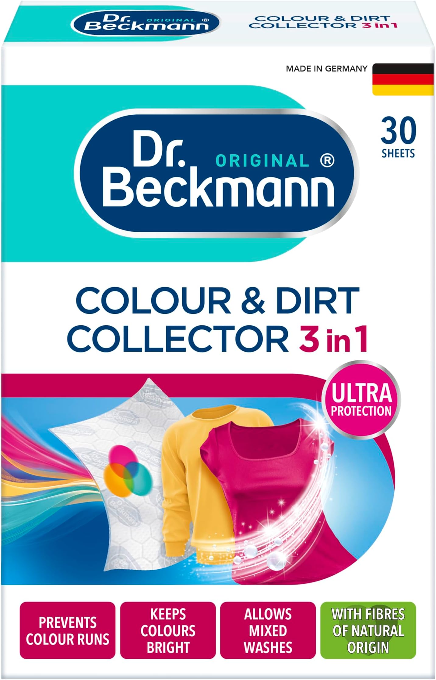 Dr Beckmann Colour & Dirt Collector Advanced | For Long Lasting Colour Protection of Laundry | With Microfibre & Colour-Collecting Molecules | 30 sheets