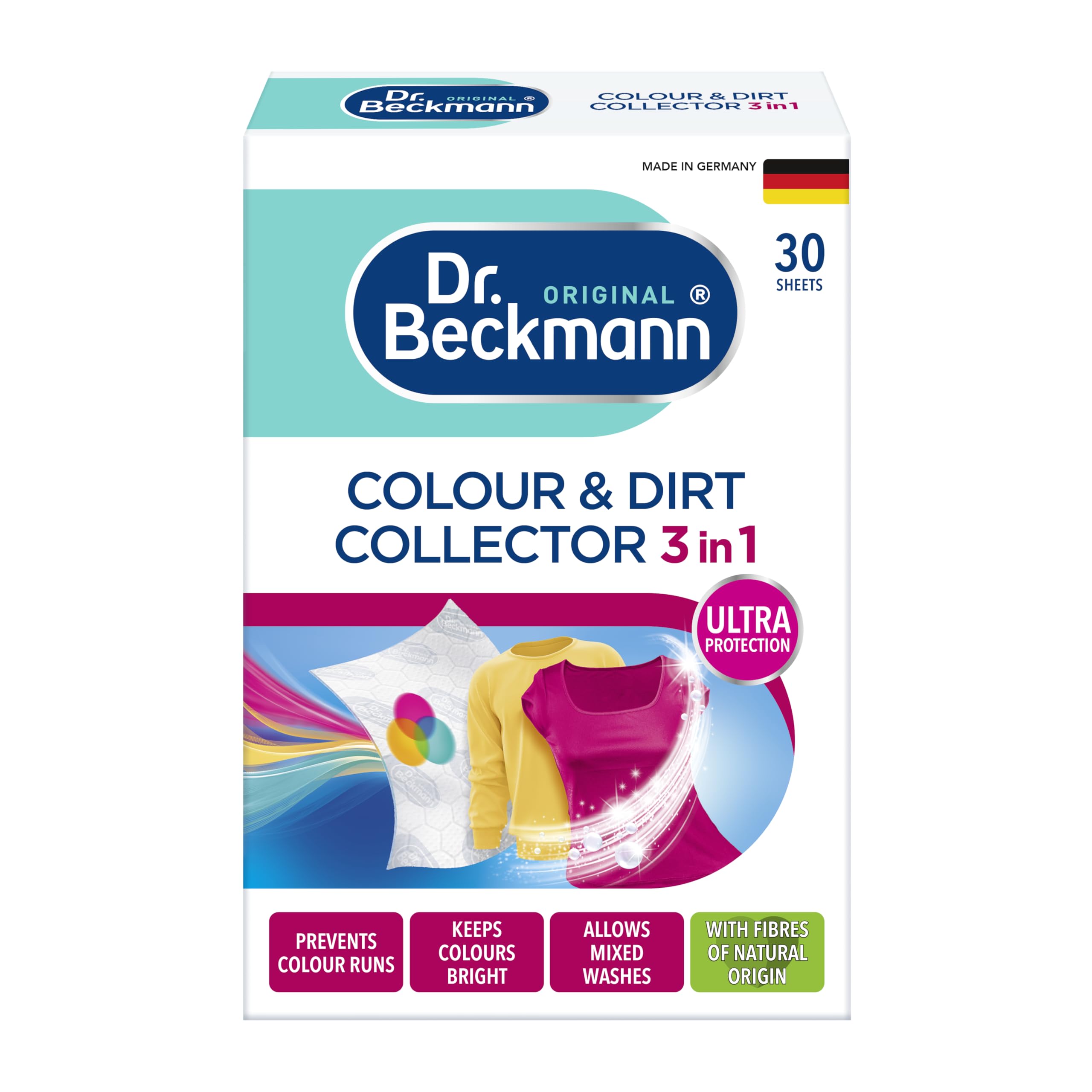 Dr Beckmann Colour & Dirt Collector Advanced | For Long Lasting Colour Protection of Laundry | With Microfibre & Colour-Collecting Molecules | 30 sheets