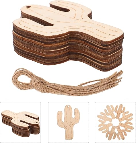 Miniatura 3 de 10 adornos de cactus de madera natural, adornos rústicos para colgar en madera