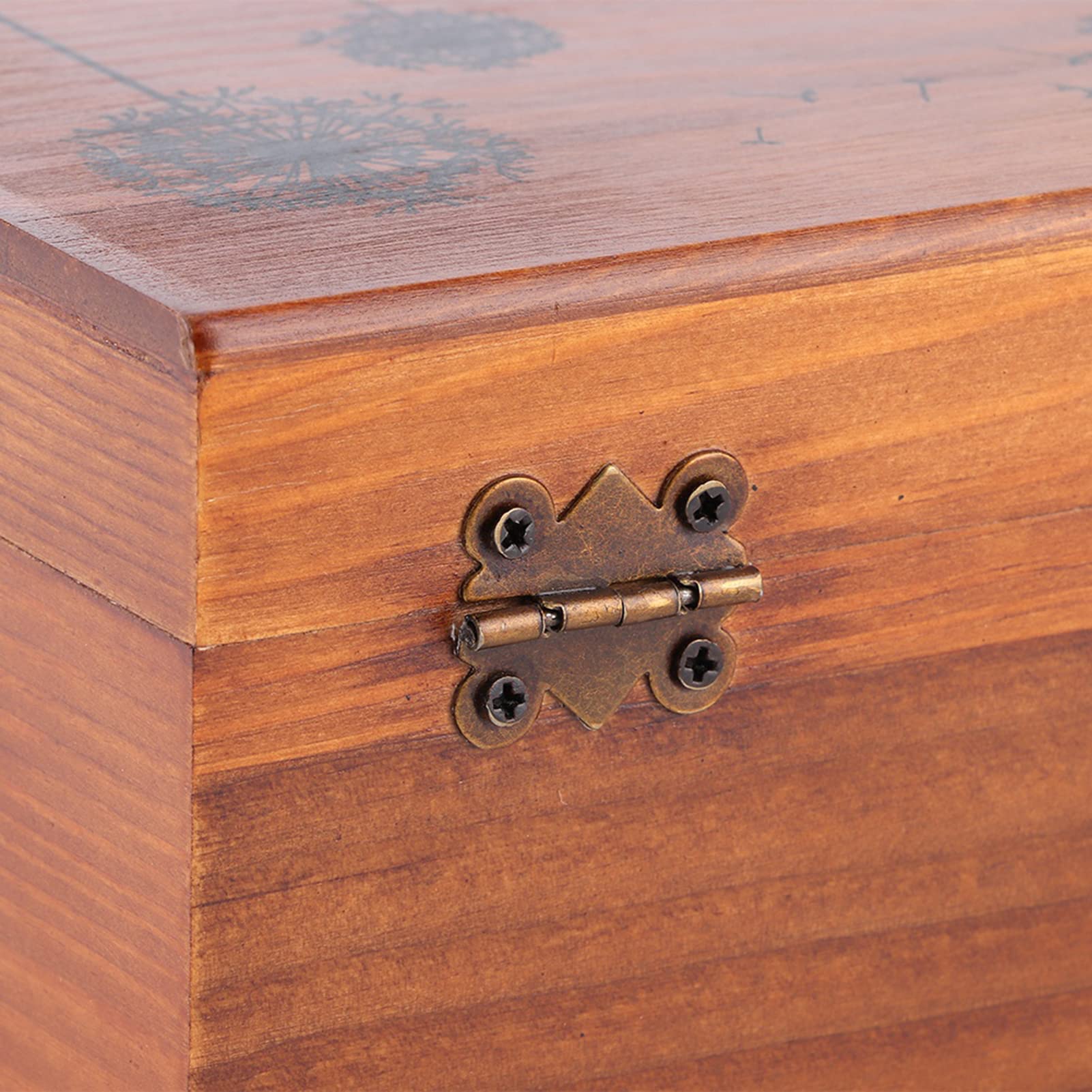 Ejoyous Nähkästchen aus Kiefernholz Im Vintage-Stil für den Haushalt, Fadenkasten aus Kiefernholz mit Taraxacum-Mustermalerei und Seidendruck, Nadelaufbewahrung, Organizer für Heim-Desktop-DIY-Nähen