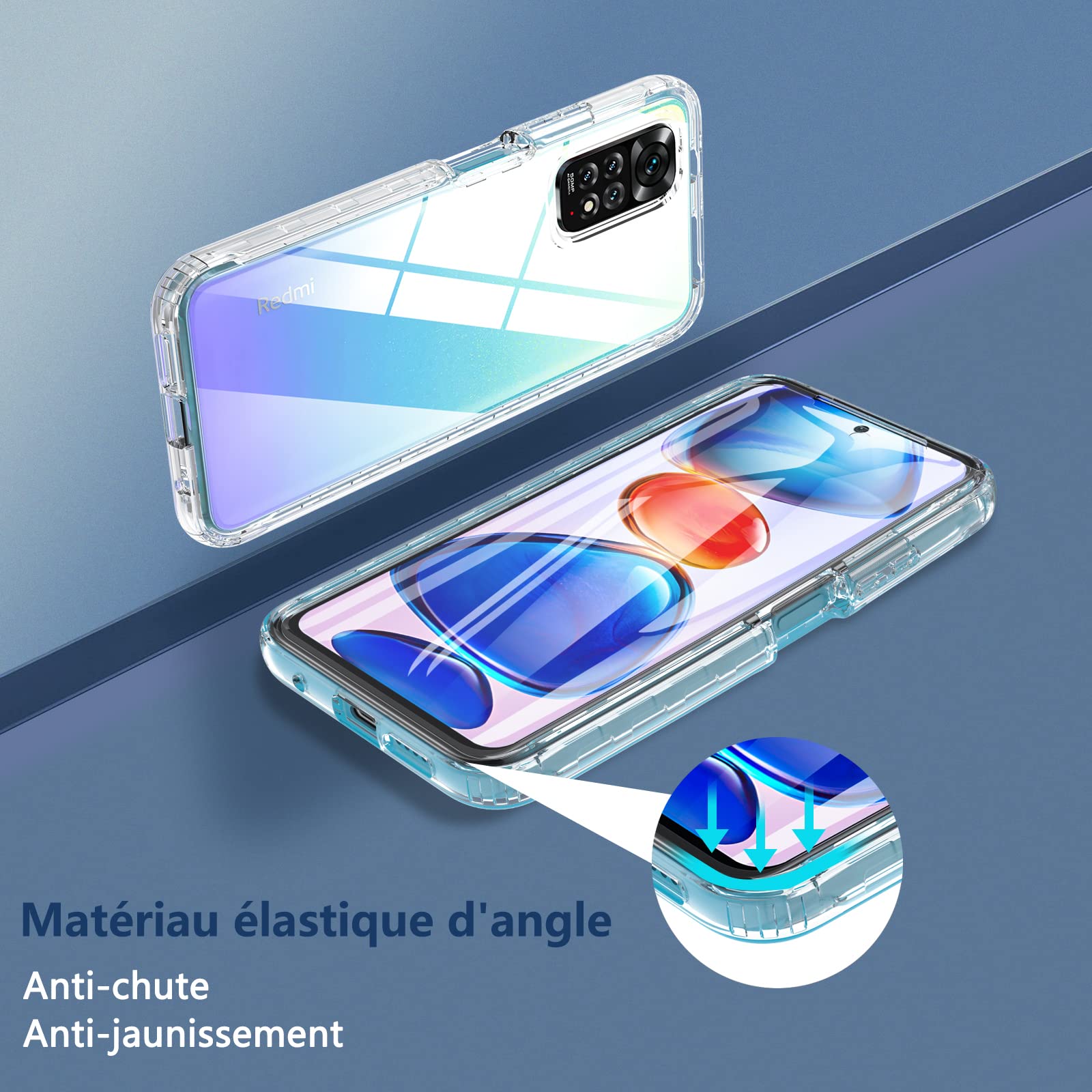 BESINPO 360° Handyhülle Für Xiaomi Redmi Note 11/11S – Mit Eingebautem Displayschutz, Transparent & Robust