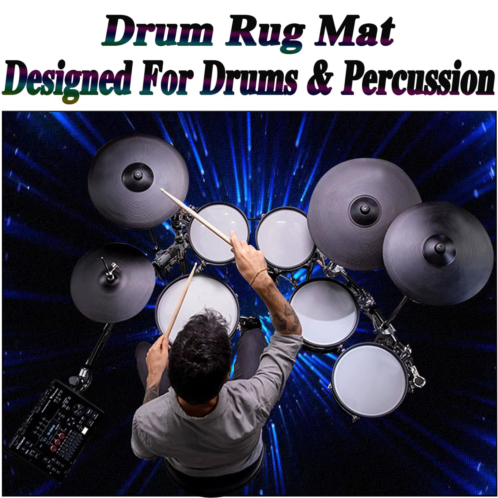 Tappeto Batteria Acustica, Tappeto Batteria Elettronica Insonorizzante, Tappeto Batteria, Tappeto Batteria in Strumenti Musicali per Batteria Elettronica Grancassa Rullante, Tappeto Drum 230 x 180 cm