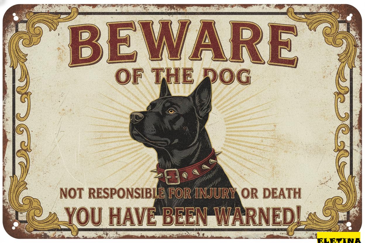 Tin Sign for Man Cave Beware Of The Dog Labrador You Have Been Warned Aluminum Metal Tin S Outdoor Yard Warning Fence Yard Home Kitchen Farm Garden Wall Decor 8x12 Inch Private Property Decorative
