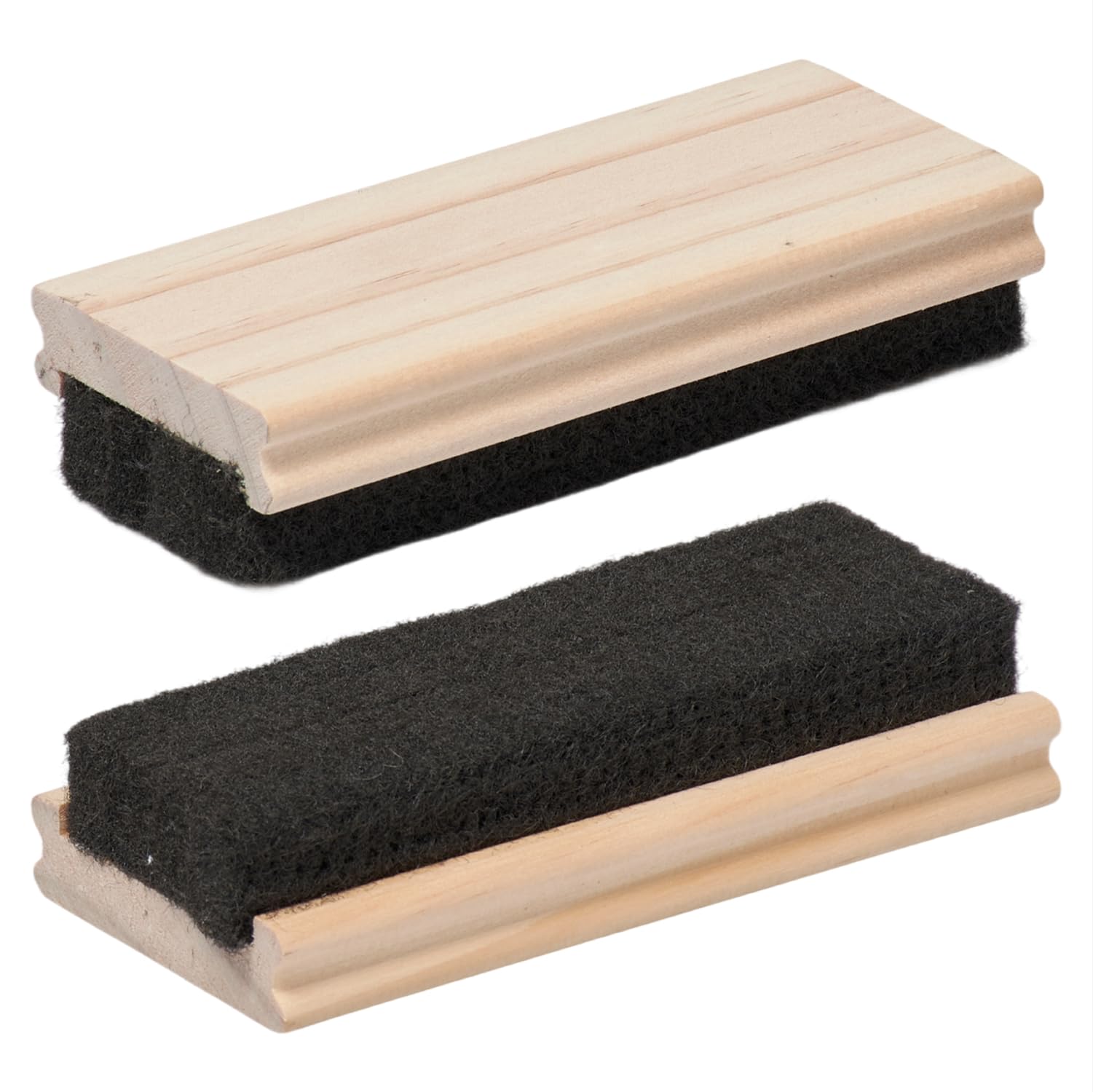 Traditional Chalkboard Eraser 2 Pack - 4.9 Inch Premium Chalk Erasers with Wooden Handle - Eraser for Chalkboard, Blackboard & Dry Chalk Surfaces - Durable Cleaner for Classrooms or Home