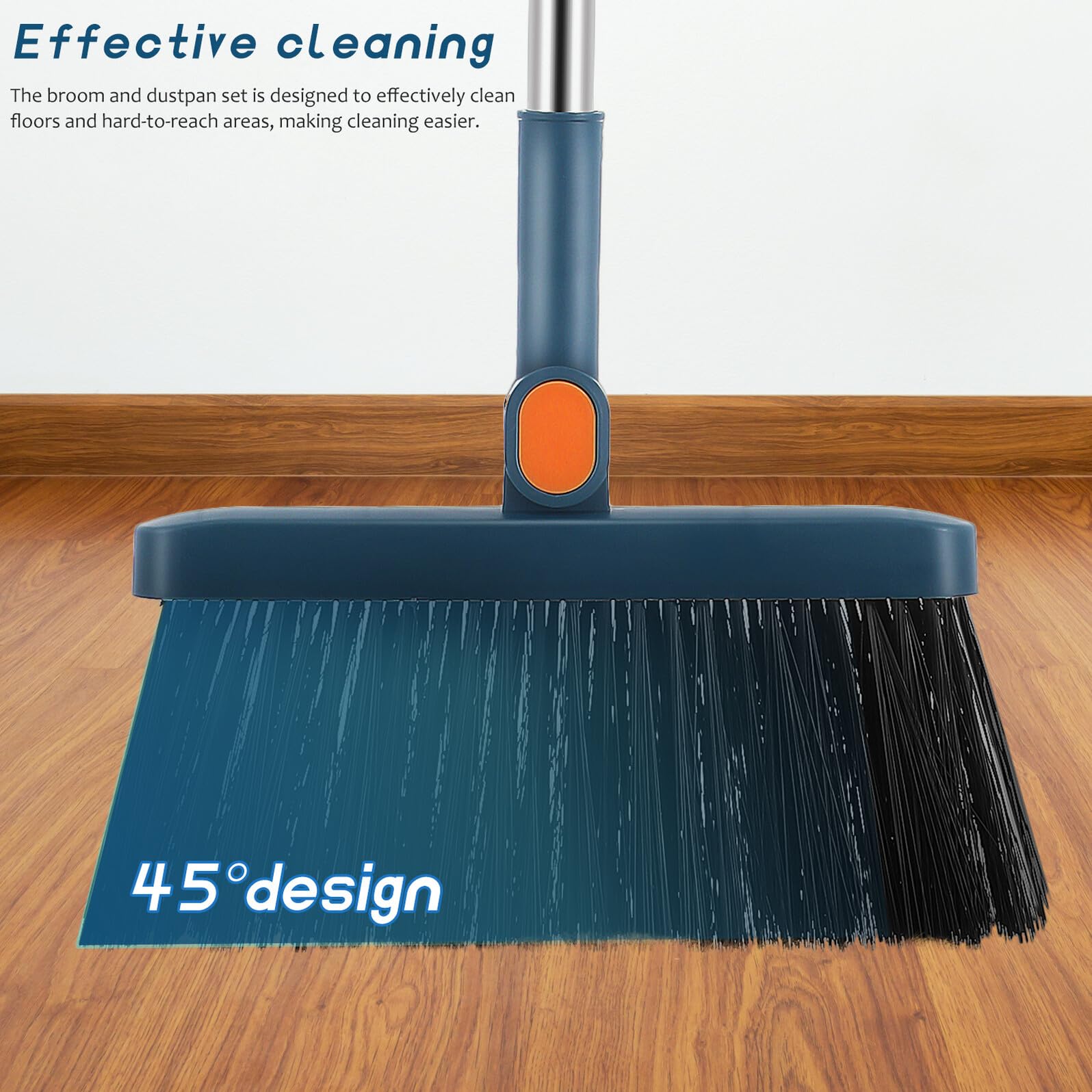 Klappbares Besen und Kehrschaufel Set mit Drehbarem Besen Platzsparend und Robust Effektive Reinigung für Haushalt Küche und Schwer Zugängliche Ecken Langlebiges Set in Blau