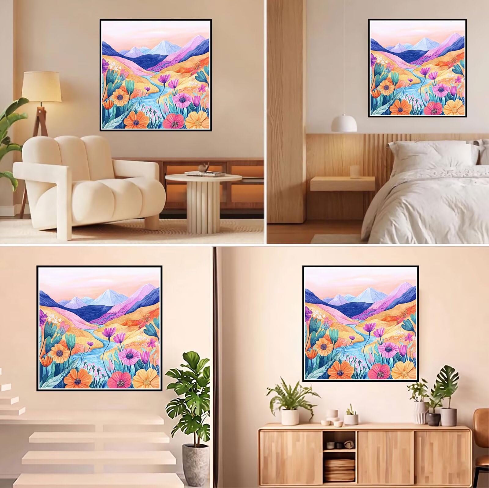 Diamond Painting Adulti, Fiore Diamond Painting Kit Completo, 5D Pittura Diamante Bambini Attività Manuale Creativa e Idea Regalo, Diamantini Crystal Art Tela Fai Da Te Kit 70x70cm Montagna FX#666