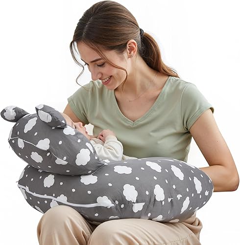 Miniatura 1 de Almohada ergonómica de lactancia para lactancia materna y biberón, almohada suave de apoyo para bebés recién nacidos, alivio de reflujo, funda