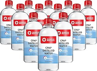 Resway American Red Cross Distilled Water | Travel Bottles for Resmed, Respironics Machines, Personal Humidifier | Medical Supplies for Vacation | Travel-Friendly, Clean | 12oz H2O (12 Pack)