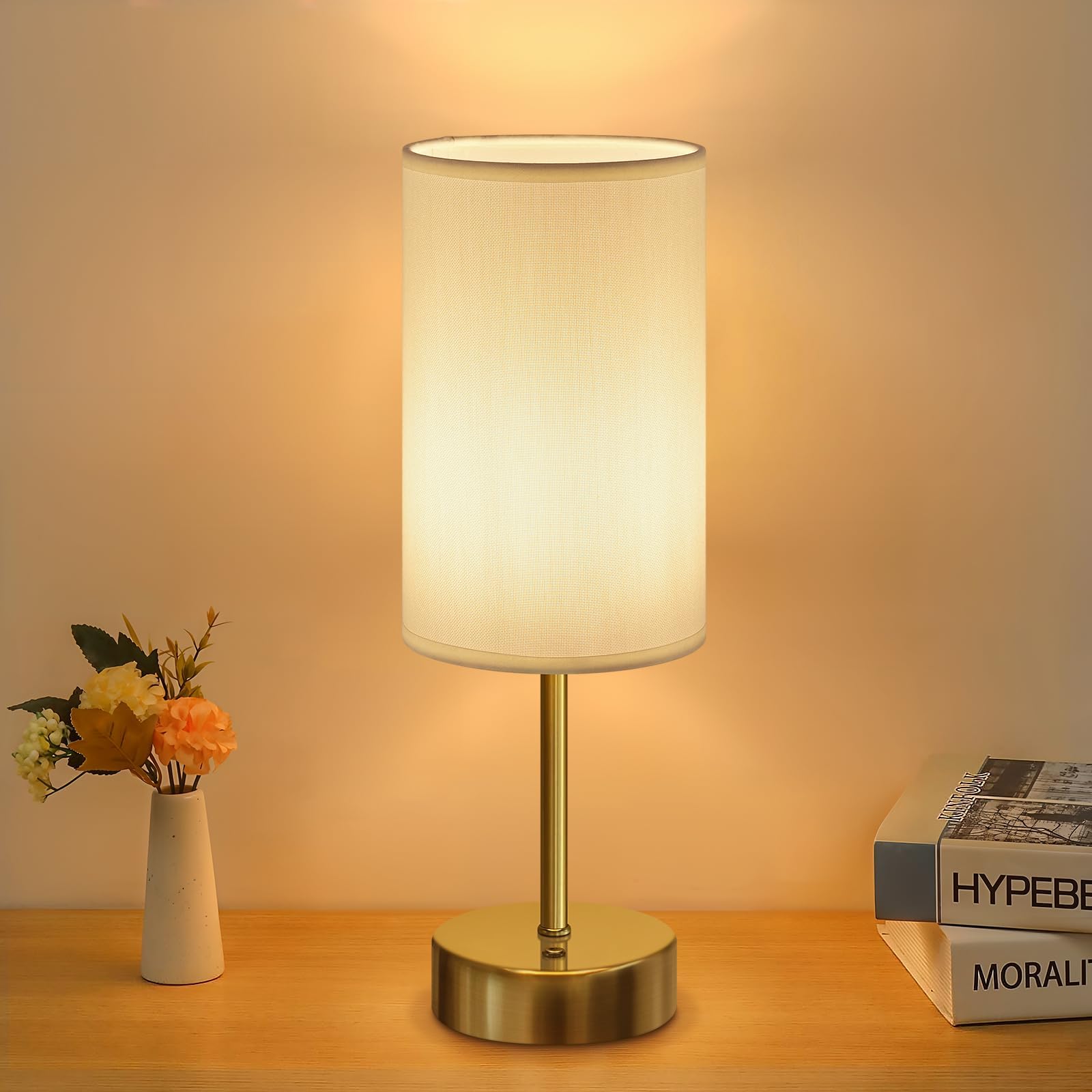 Cordless Rechargeable Table Lamp, 5000mAh Battery Bedside Lamp with Touch Dimming & Brightness Memory, Portable LED Lamp, Warm 2700K Small Dimmable Lamps for Bedroom, Living Room, Indoor – Gold — image 1