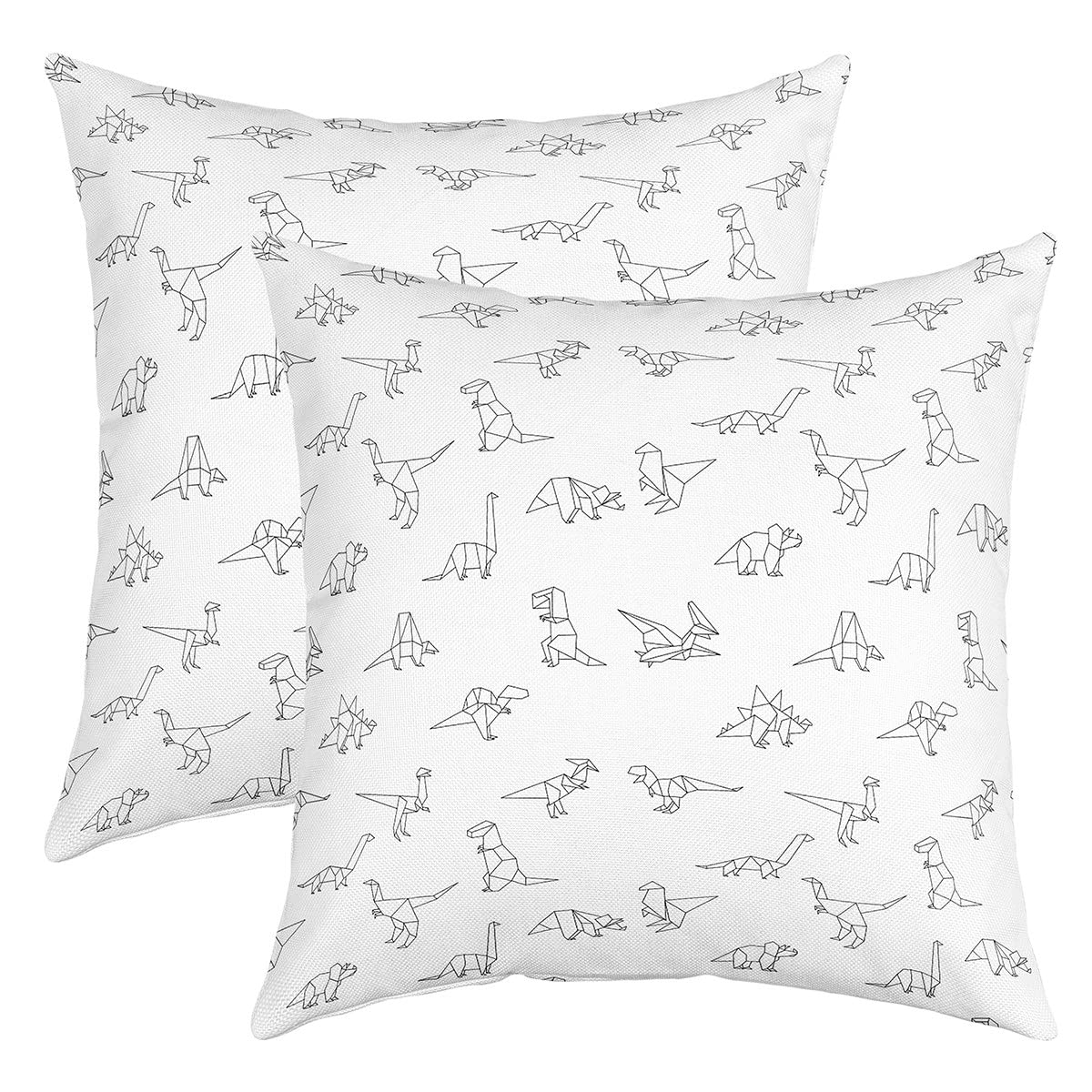 Loussiesd Dinosaur Throw Pillow Covers 24"x24" Set of 2 Soft 3D Digital Print Cushion Covers for for Sofa Jungle Dino Wild Animal White Wildlife Decorative Pillowcases Outdoor Pillows Covers โ image 1