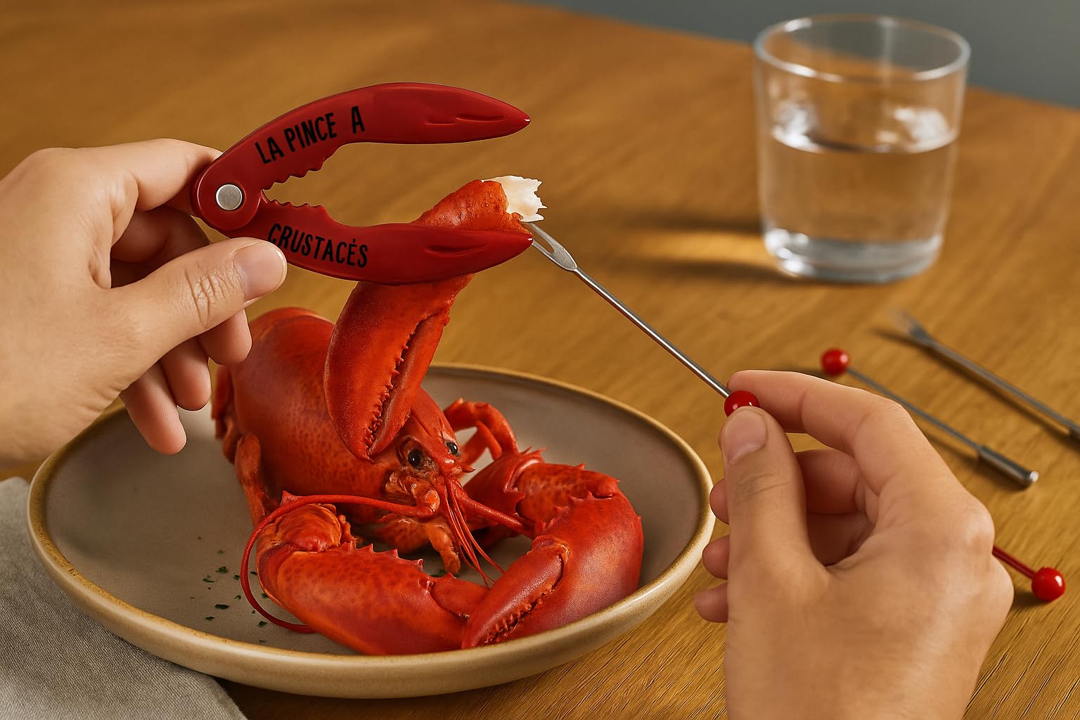 Kit d'outils pour fruits de mer - Pince à crabe en acier inoxydable - Fourchettes homard, ouvre-bol et pince à noix rouge - 13 pièces - Couverts crabes et homards de qualité supérieure dans une boîte