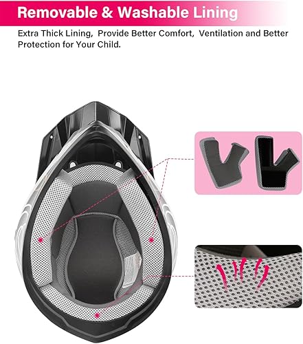 Miniatura 5 de TCT-MOTORPARTS DOT - Casco de motocross para niños y jóvenes, casco de cara completa para motocross, ATV Offroad Street con graffiti, tamaño mediano