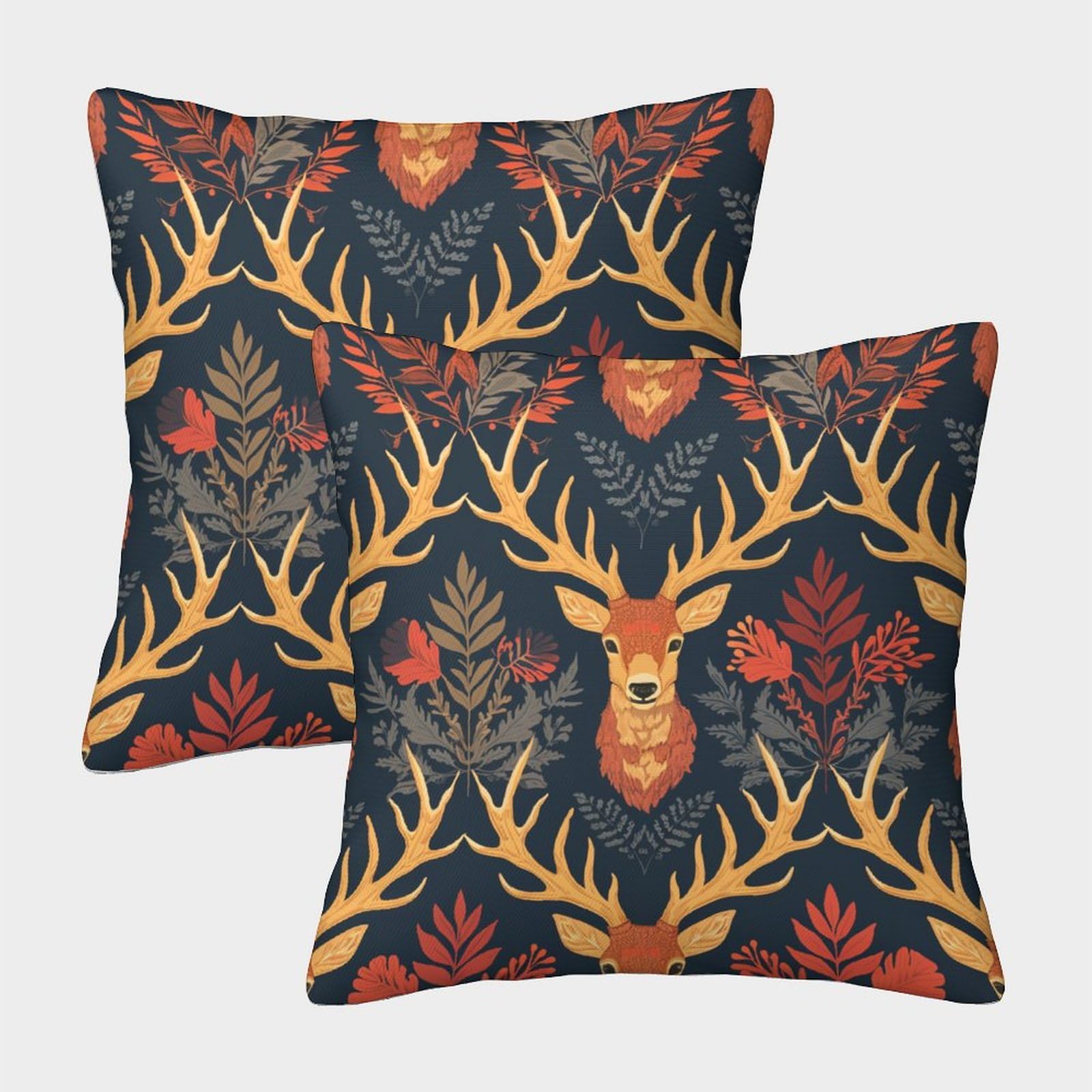 Gparsddio Style-7 Deer Set Of 2 Homeware Cushions Invisible Zipper Decorative Throw Pillow Cases For Couch Sofa Bed Covers Home Decorative 40X40cm