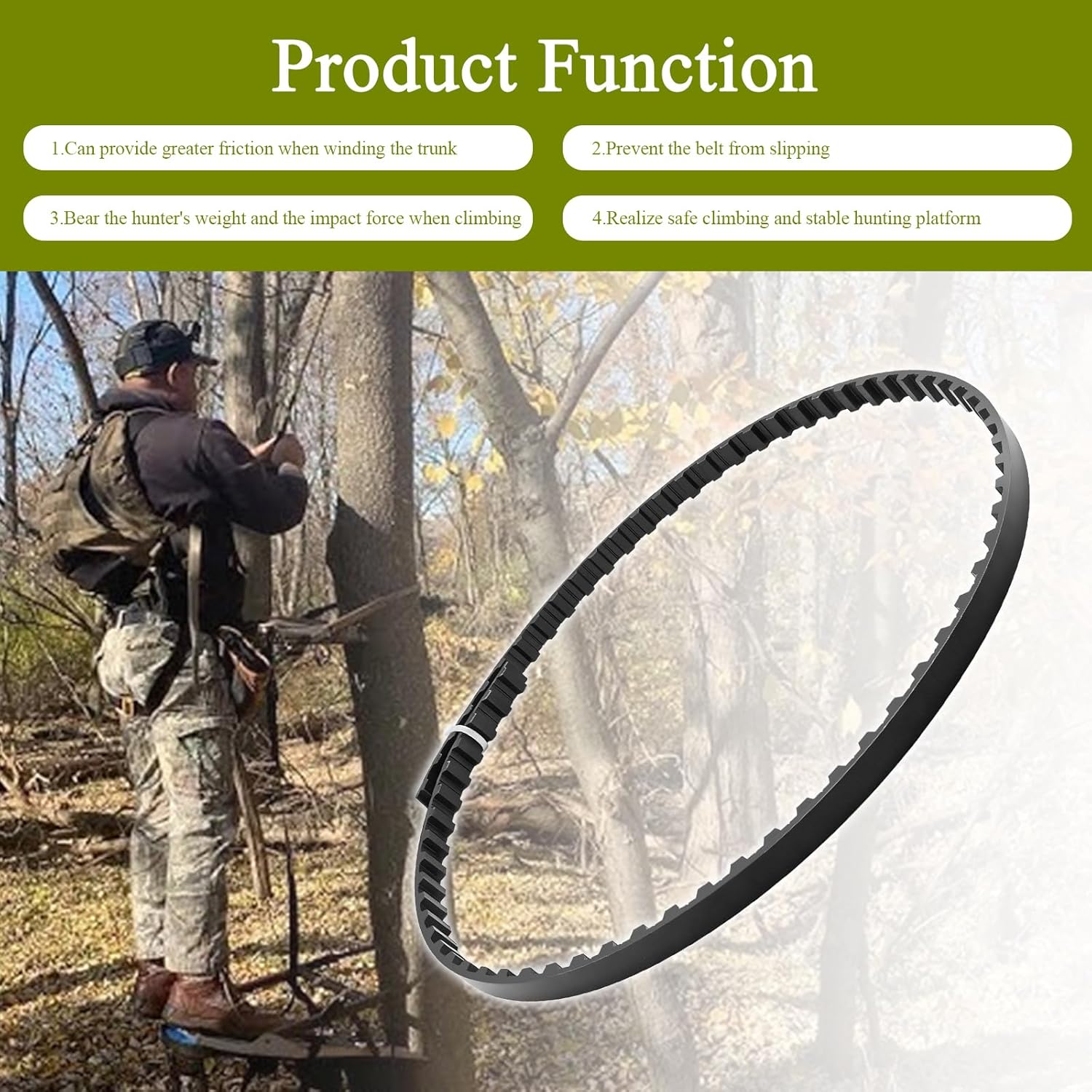 2 Pcs Traction Belts Climber Tree Stand Straps Compatible with Lone Wolf Sit, XOP Climbing Stands (2015 & Older Models) & Muddy Tree Stands, Climb Climbing Tree Stand Straps