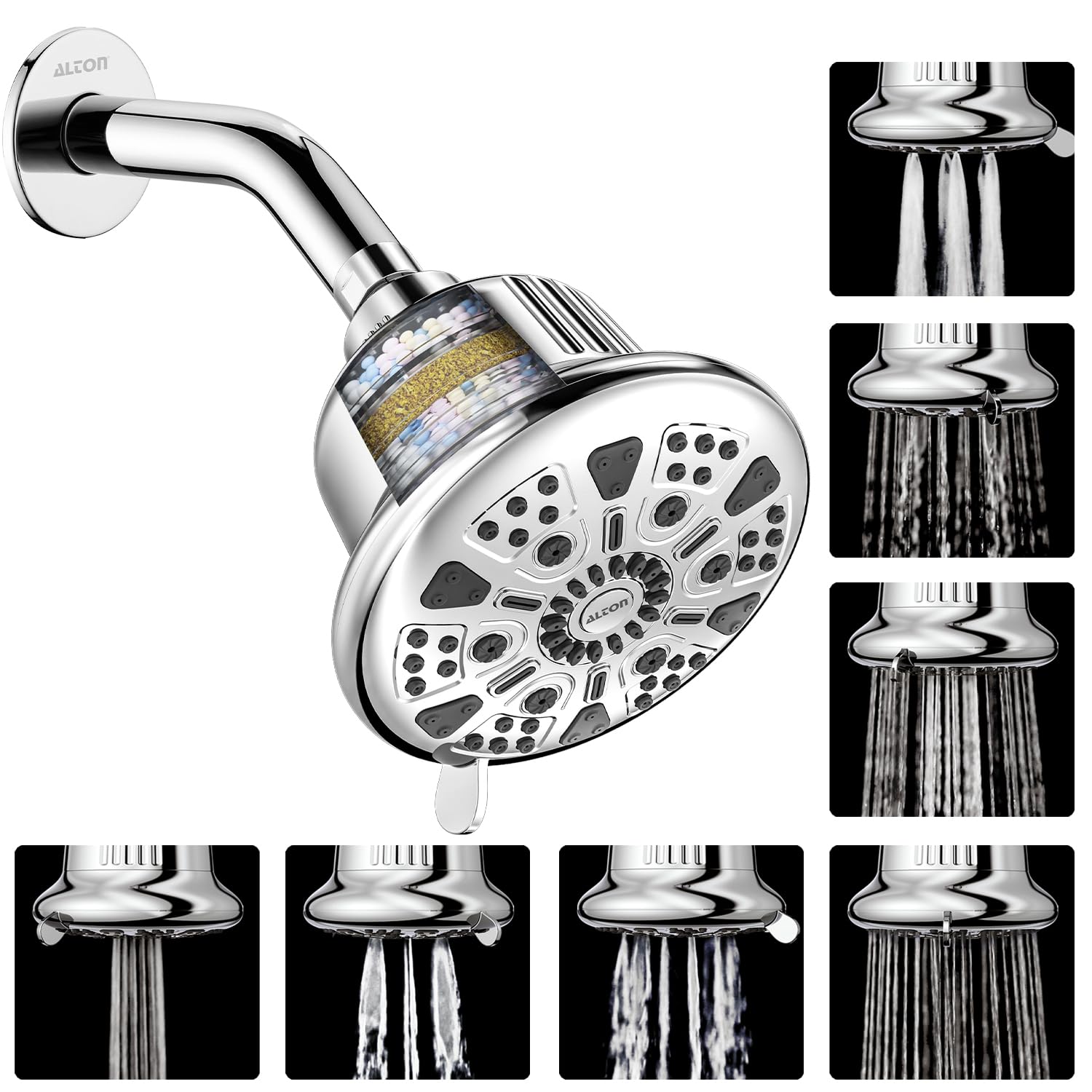 ALTON FLT40500, 5-INCH, 7-Function, 15-Stage Shower Head Filter For Hard Water With Shower Arm and Flange | Water Softener For Bathroom | Silver (B0DDBYJ31J) Amazon Price History, Amazon Price Tracker