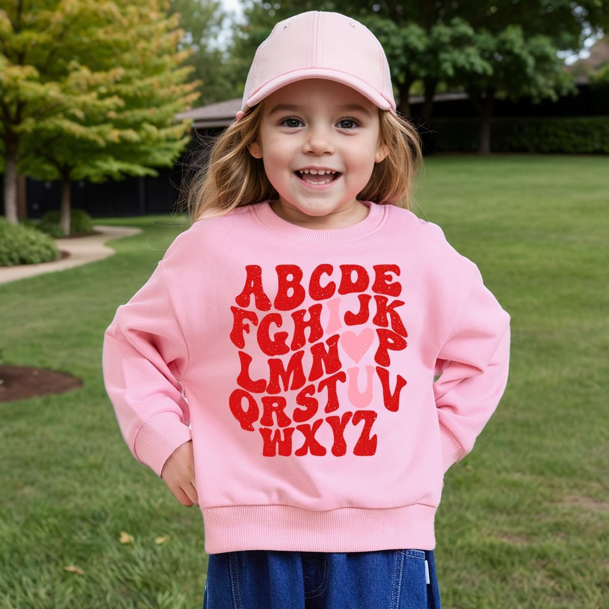 Toddler Girl Valentine Sweatshirt Kids ABC I Love U Valentine's Day Shirt Baby Girls Heart Print Clothes Long Sleeve Pullover Tops Outfit 6 Years - Image 4