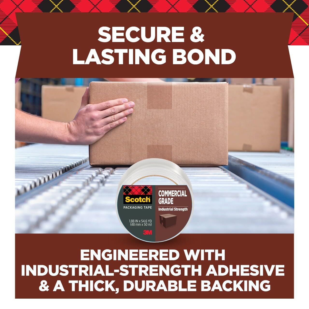 Scotch Commercial-Grade Heavy Duty Packaging Tape 6-Pack – 1.88″ x 54.6 yd Rolls (3″ Core) for Packing, Shipping, Mailing & Moving Boxes, Clear, Strong Hot-Melt Adhesive, Guaranteed to Stay Sealed