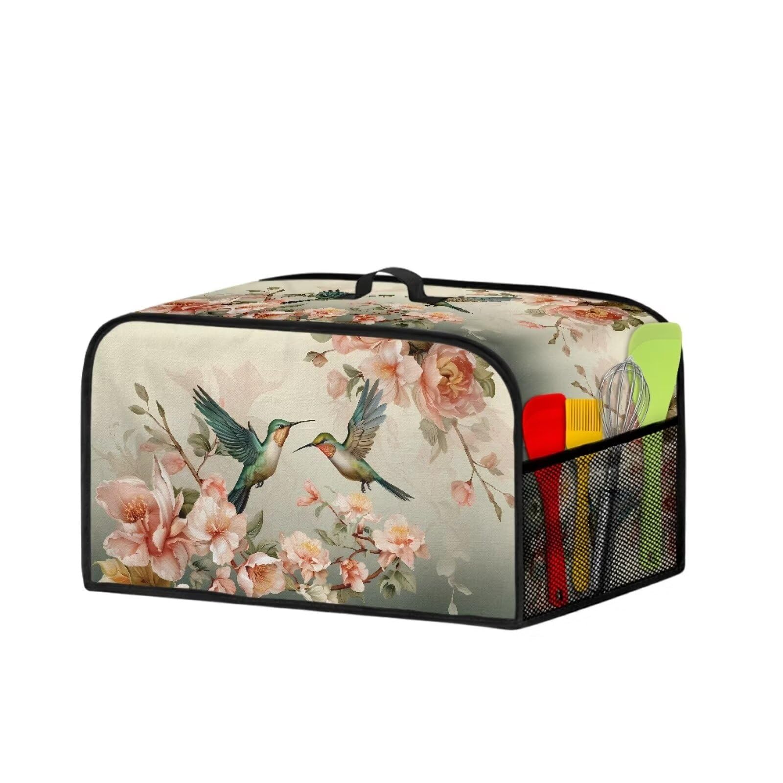 TODIYADDU Floral Hummingbird Slow Cooker Dust Cover Novelty Air Fryer Cover Compatible with Most Kitchen Appliances Exquisite Slow Cooker Carrier for Women Washable Appliance Cover Nice Gifts