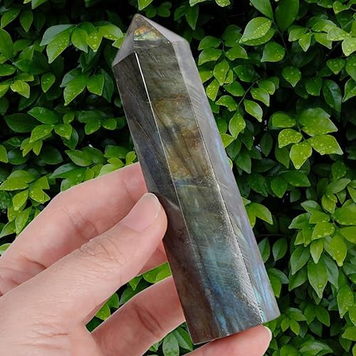 LAIDANLA Varitas de cristales curativos de labradorita de 3.5 a 4 pulgadas de pulido natural Reiki Energy Wand piedra hexagonal obelisco piedras