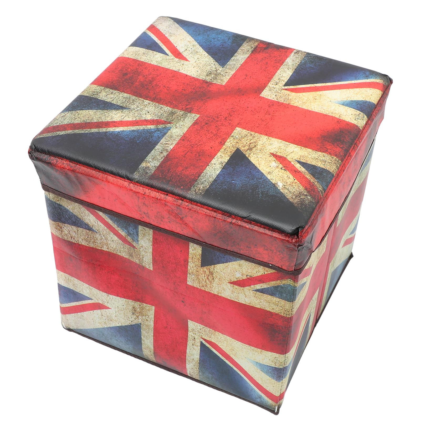 Pouf de rangement pliable en tissu imprimé drapeau britannique petit tabouret compact