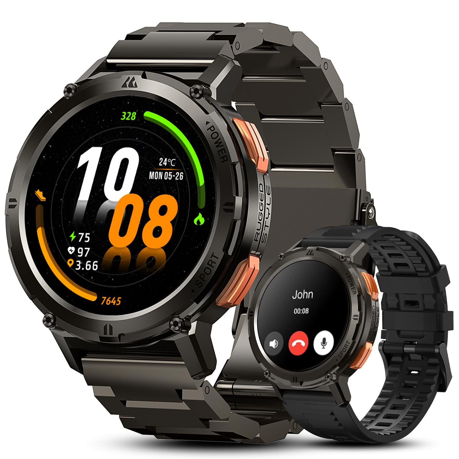 Smart Watch, Rugged Fitness Watch, 5 ATM & IP69K, 1.43" AMOLED