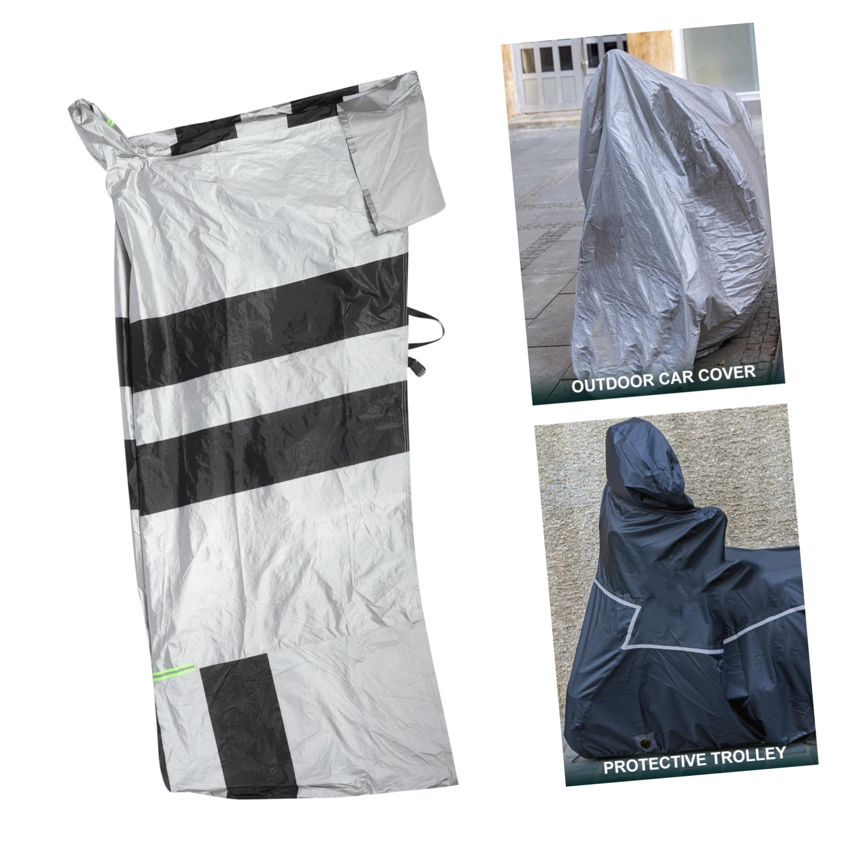 Alipis Housse de Protection Imperméable Coton Floqué, Noir Argenté, Anti-Pluie pour Moto et Trottinette Électrique, Extérieur