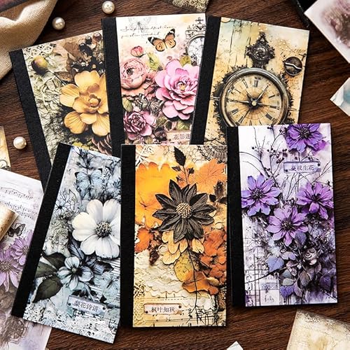 Alideco 240pcs Vintage Scrapbook Paper Floating Life and Flowers Series Scrapbooking Paper for Journaling Supplies, Decorative Craft for Junk Journals(fushenghuashi)