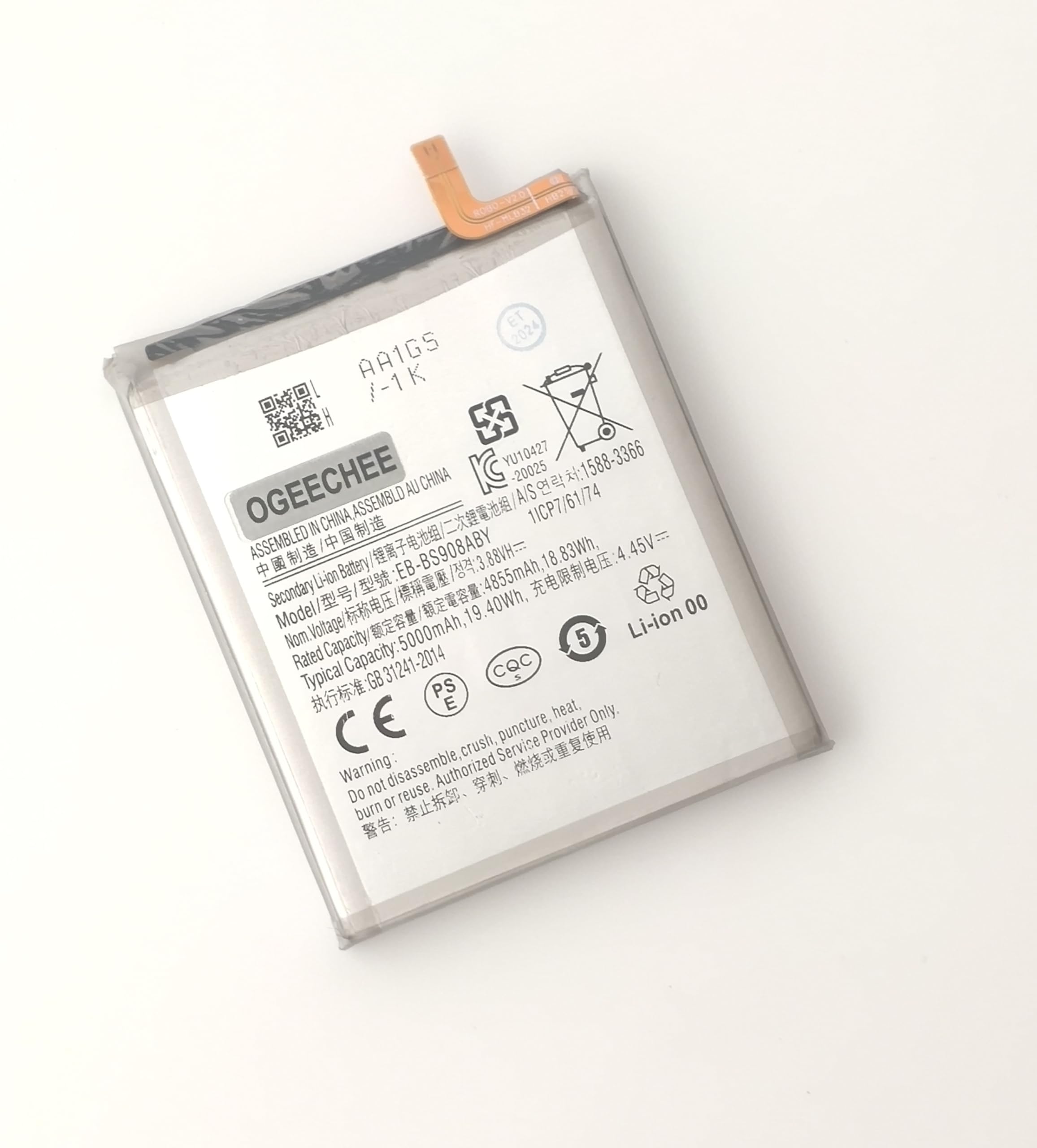 Ogeechee® Replacement 4855mAh Battery EB-BS908 Compatible With Samsung Galaxy S22 Ultra 5G SM-S908 SM-S908B/DS