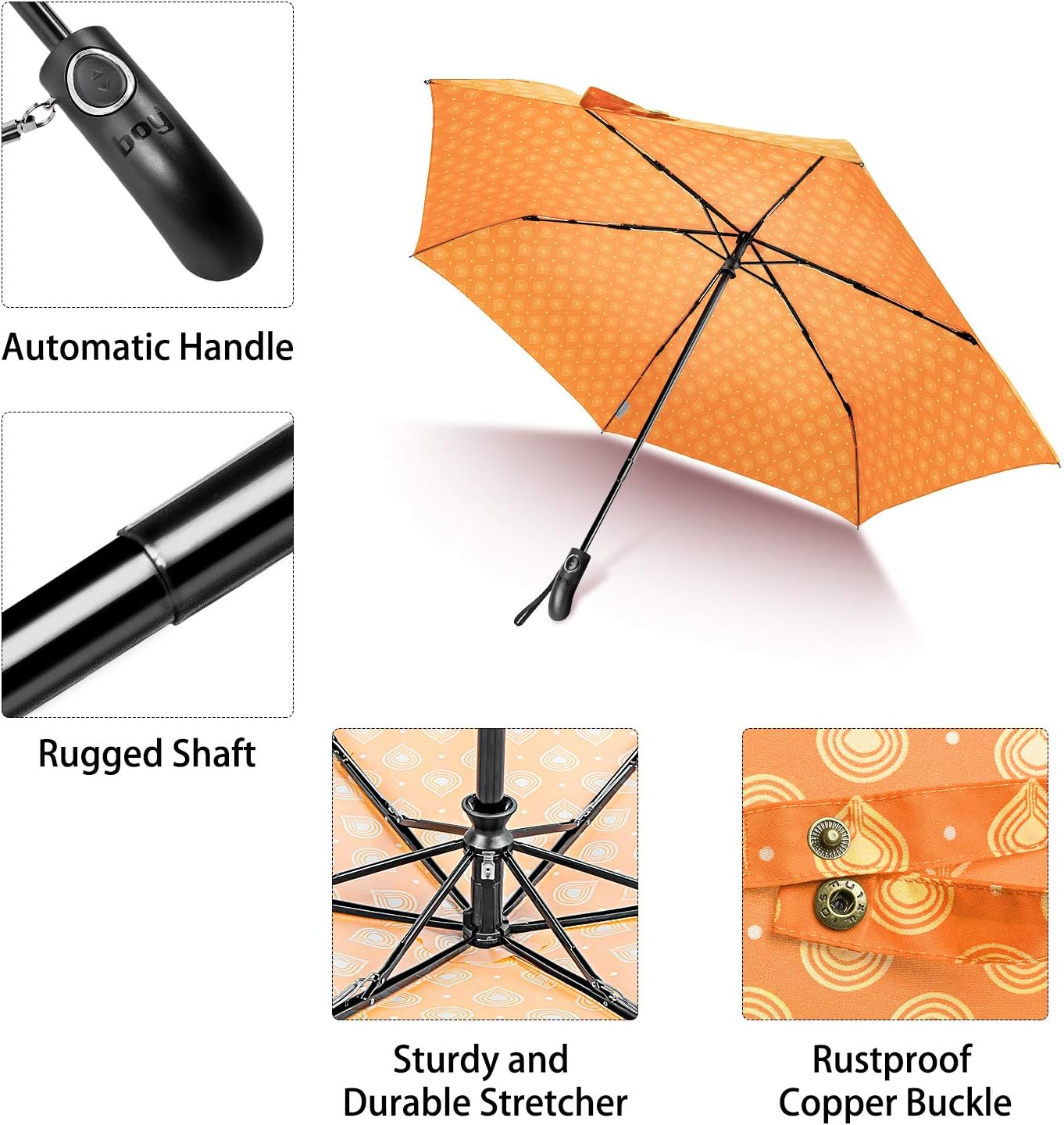 boy Windproof Travel Umbrella, Compact Umbrella Automatic Open Close, Upgraded 9 Ribs Reinforced Windproof Frame…