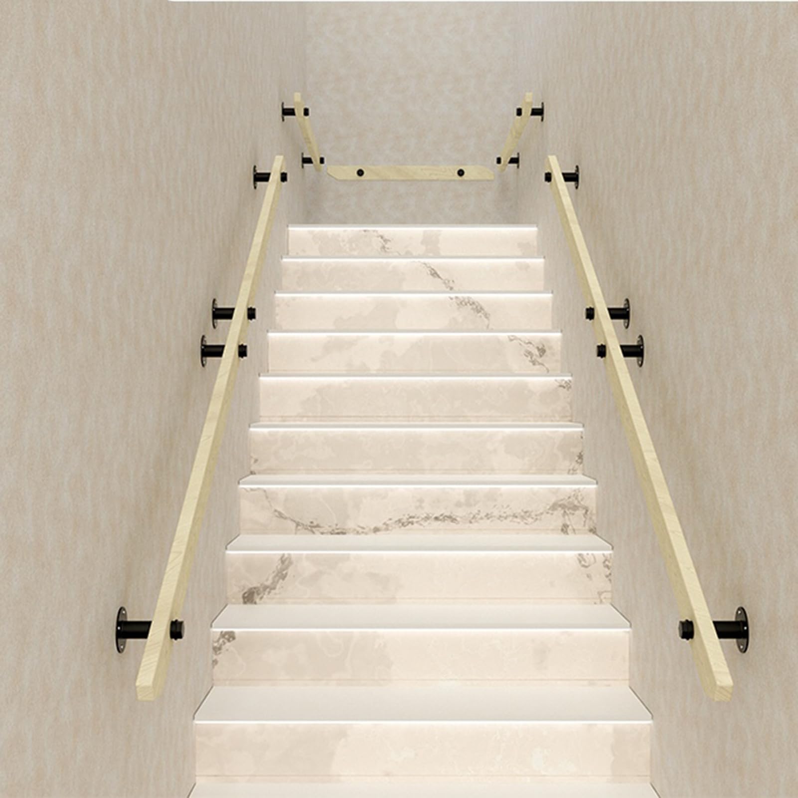 Rampe d'escalier anti-chute barre de support bois pour aînés