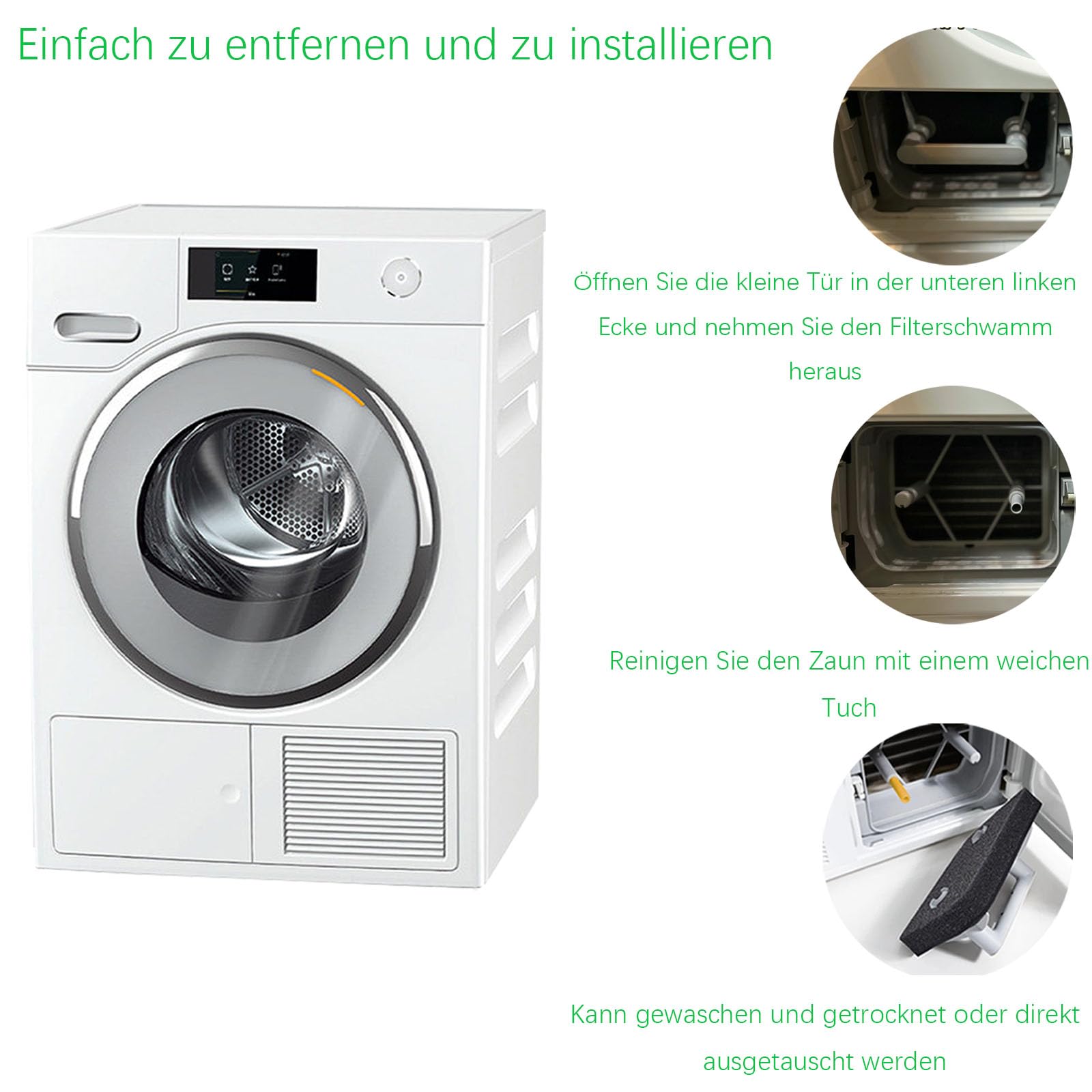 2 Stück Trockner Filter für Miele T1 9164761 Wärmepumpentrockner, Fein