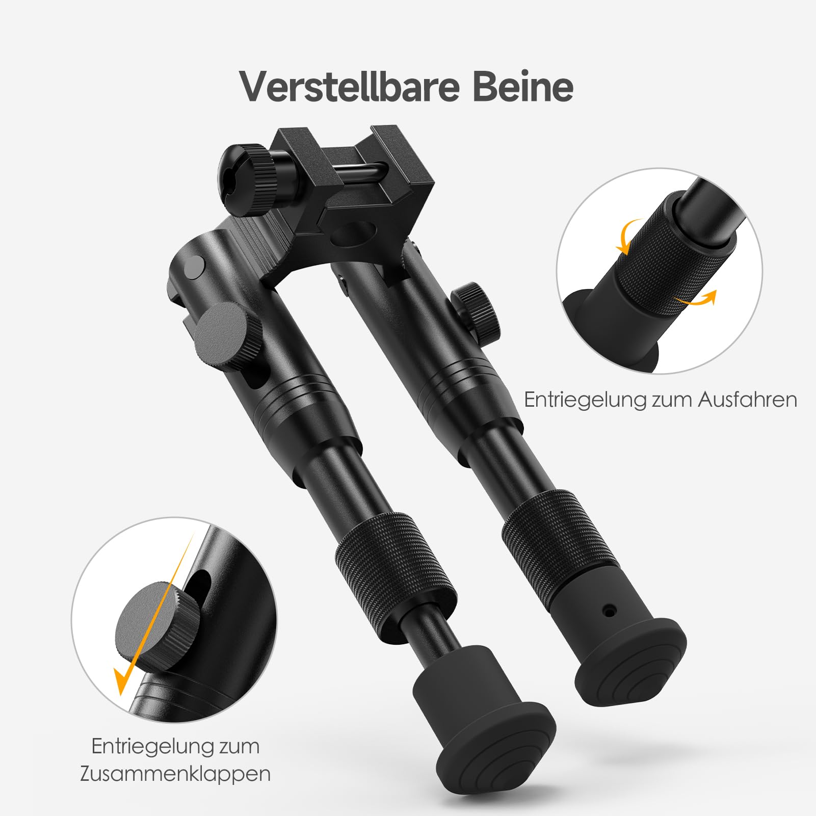 Tactical Rifle Bipod - Schienenmontage und Laufklemme, Einstellbare Höhe von 6,3 bis 6,9 Zoll, für Jagd und Schießen