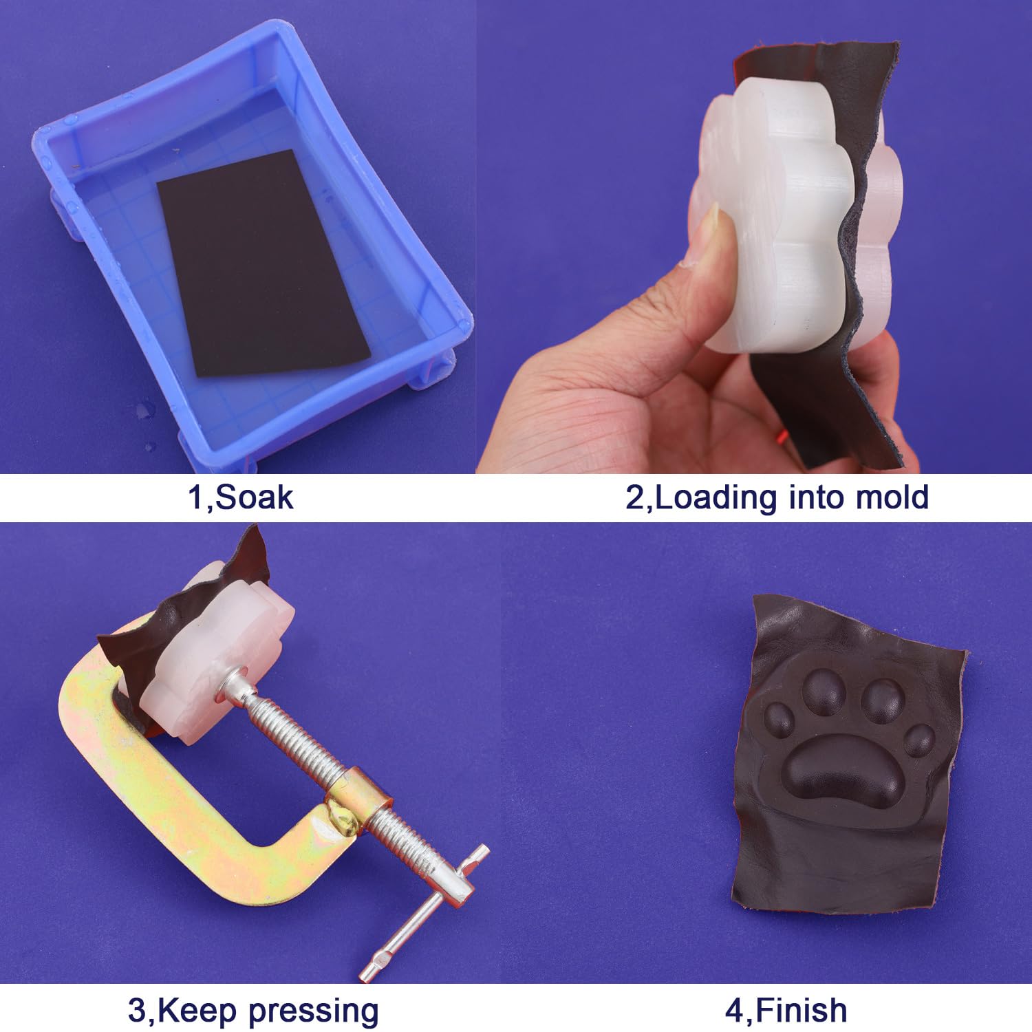Juego de 4 troqueles de corte de cuero, troqueles de cuero para cortar formas, cortador de cuero para llaveros, molde de perforación de cuero para patas de perro para manualidades de cuero