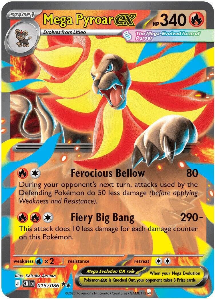 Pokemon - Mega Pyroar ex 015/086 - Chaos Rising - Double Rare - Single Card
