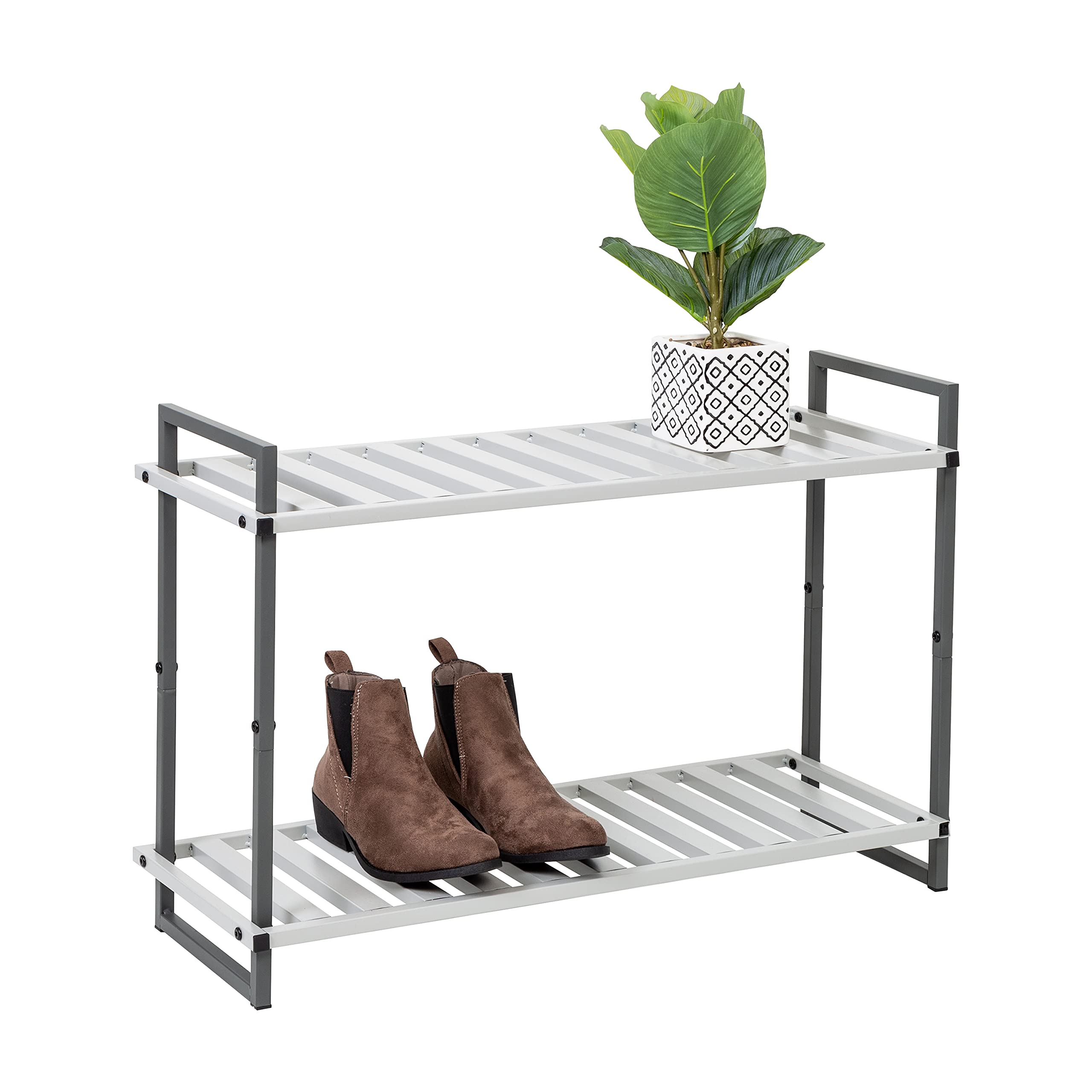 Amazon.com: Honey-Can-Do 2-Tier Steel Shoe Rack, Slatted Shelves