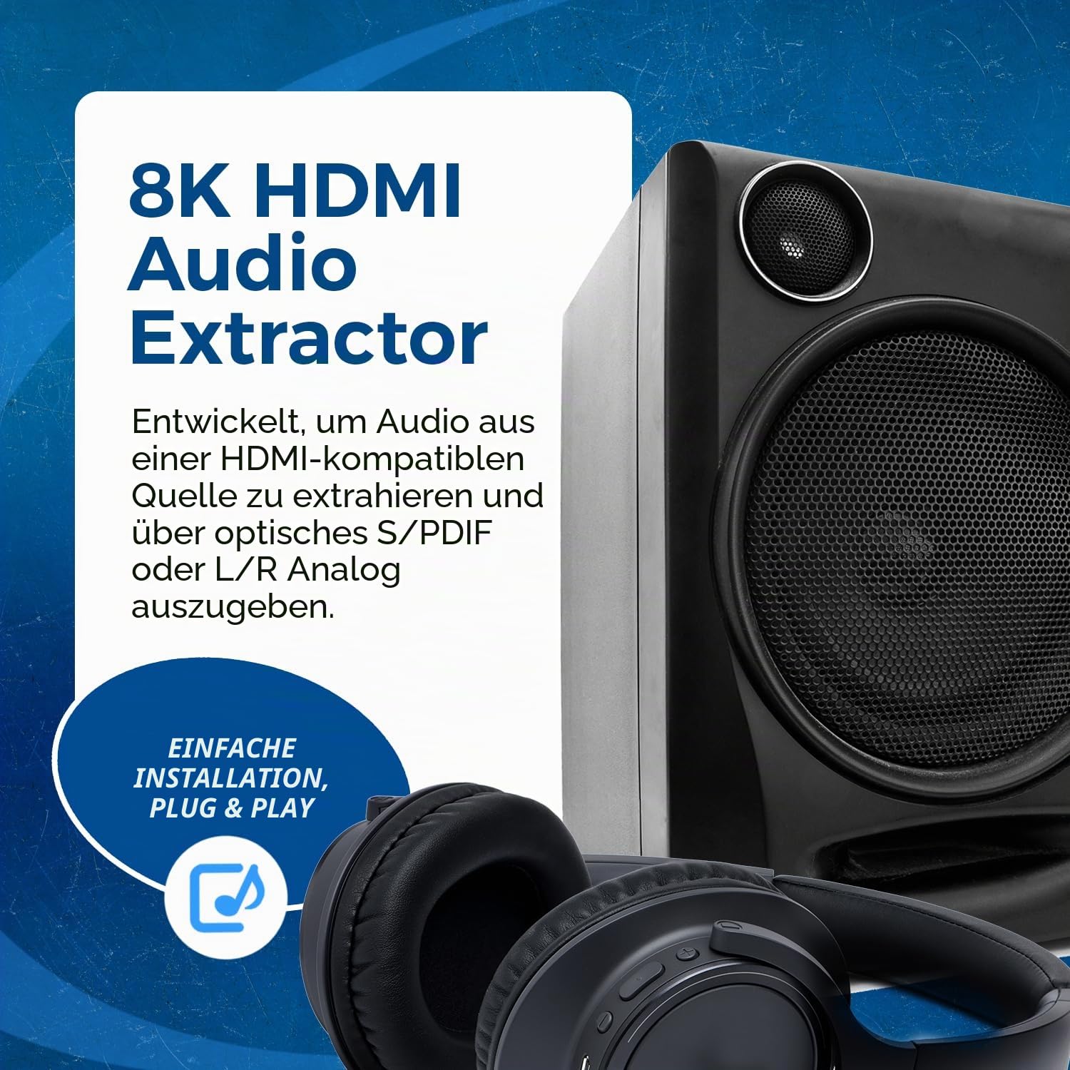OREI 8K Audio Extractor HDMI UltraHD 4K @ 120Hz 48G HDMI 2.0 Audio-Konverter für PS5 SPDIF + 3,5 mm Ausgang HDCP 2.3 - Dolby Digital/DTS Passthrough CEC, HDR, Dolby Vision, ARC, VRR, HDR10+ (BKA-1) | HDMI Audio Extractor 4K 120Hz, 8K Audio Extractor, Dolb
