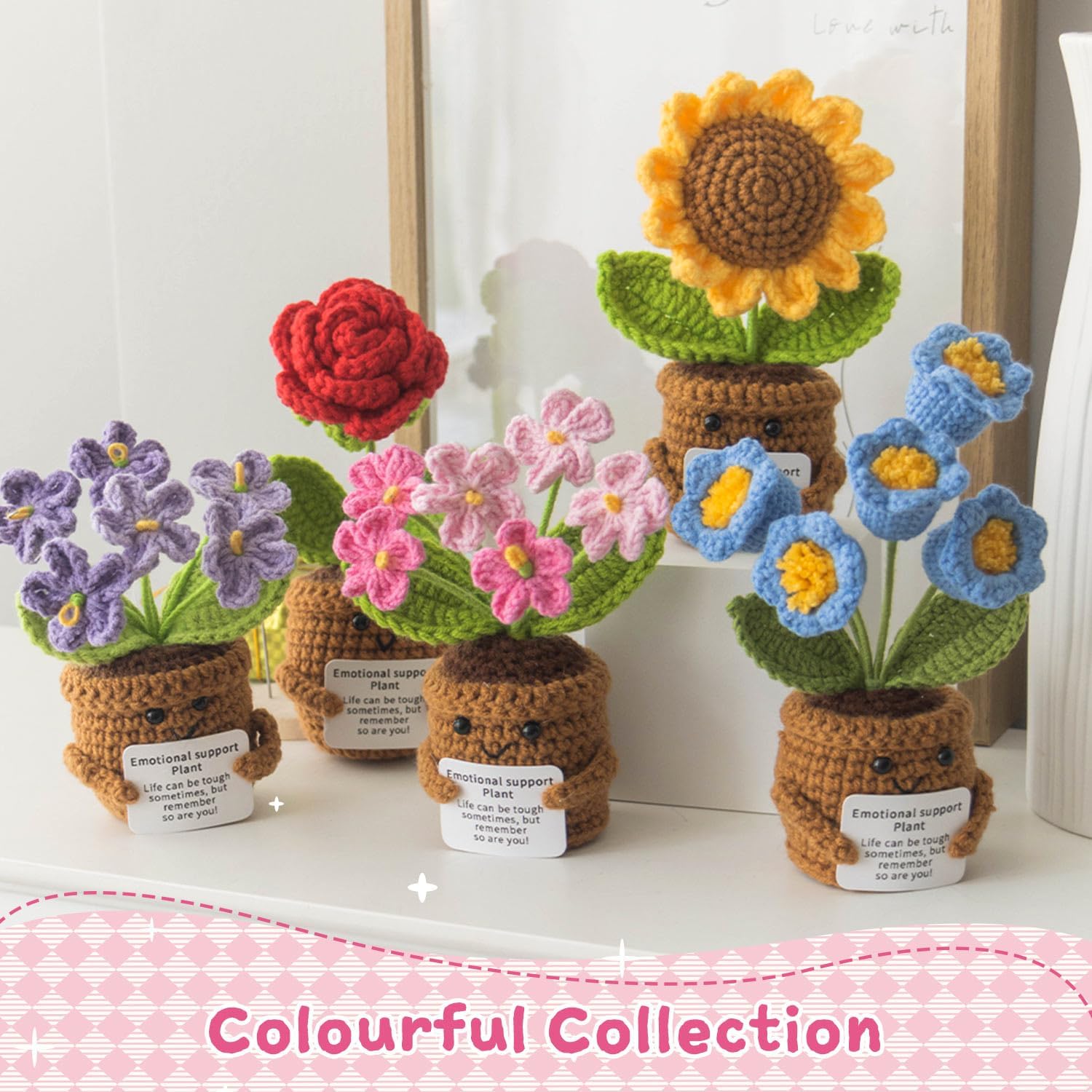 Handmade Positive Flower Crochet - Life is Tough But So are You - Inspirational Gift for Women - Thank You, Appreciation, Positive Gift for Teacher, Mom, Friend, Coworker - Knitted Decor - Image 7