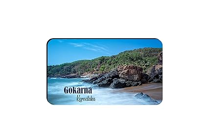 AVI Rubber Rectangular Fridge Magnet Multicolour Gokarna Karnataka Design Travel Souvenir RFM00149