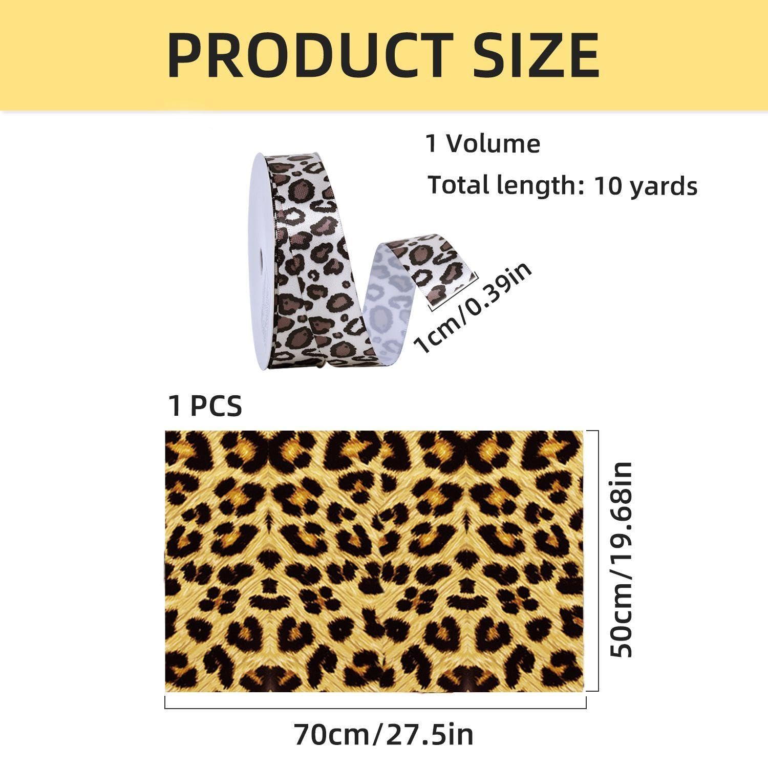 1 Roll (9M) Of Leopard Print Ribbon, 1 Piece Of Leopard Print Wrapping Paper, Gift Box Wrapping Ribbon - Image 2
