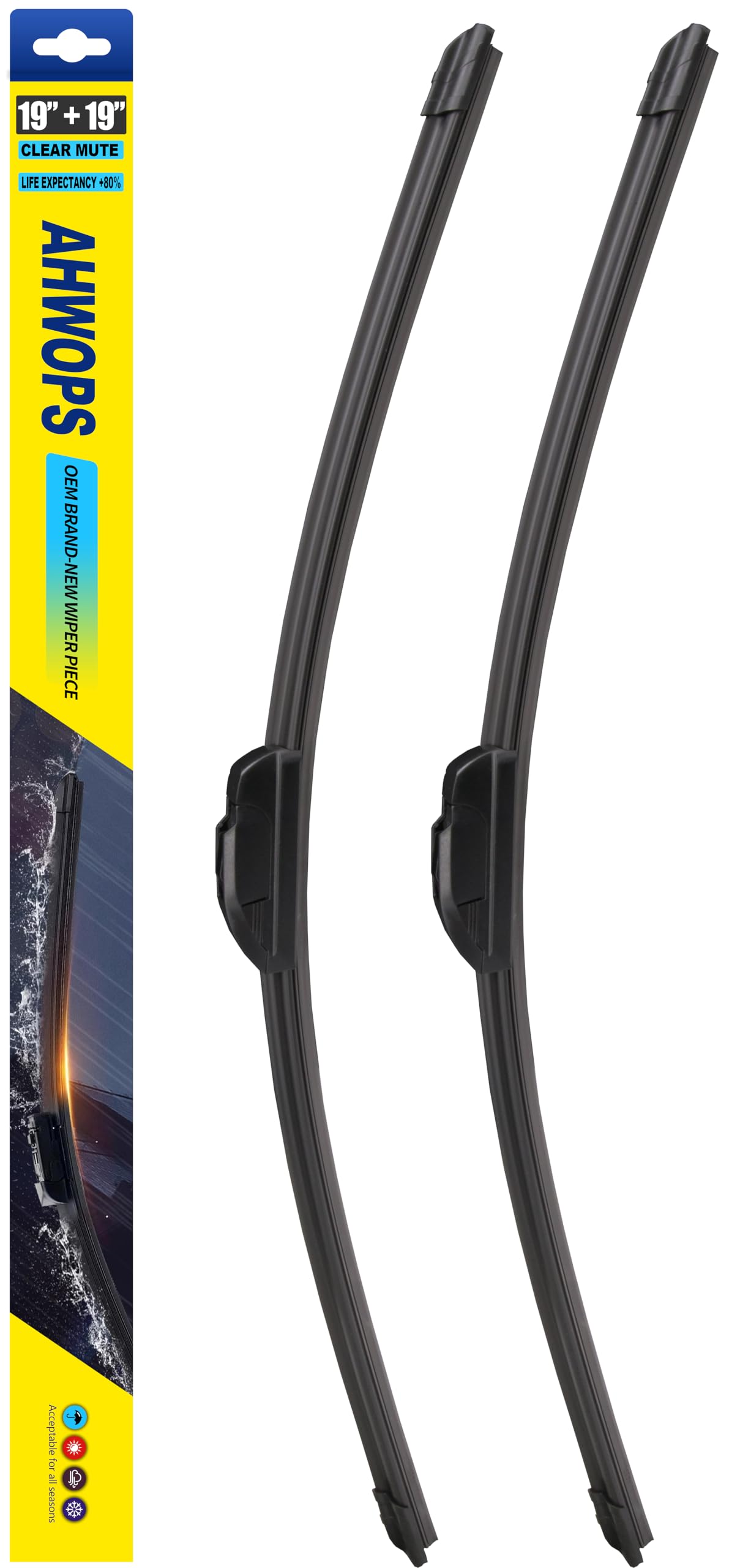 AHWOPS OEM All Season Wiper Blades for 2002-2012 Jeep Liberty,2000-2006 Toyota Tundra Wiper Blades, Genuine Replacement (19 inch + 19 inch) For My Car