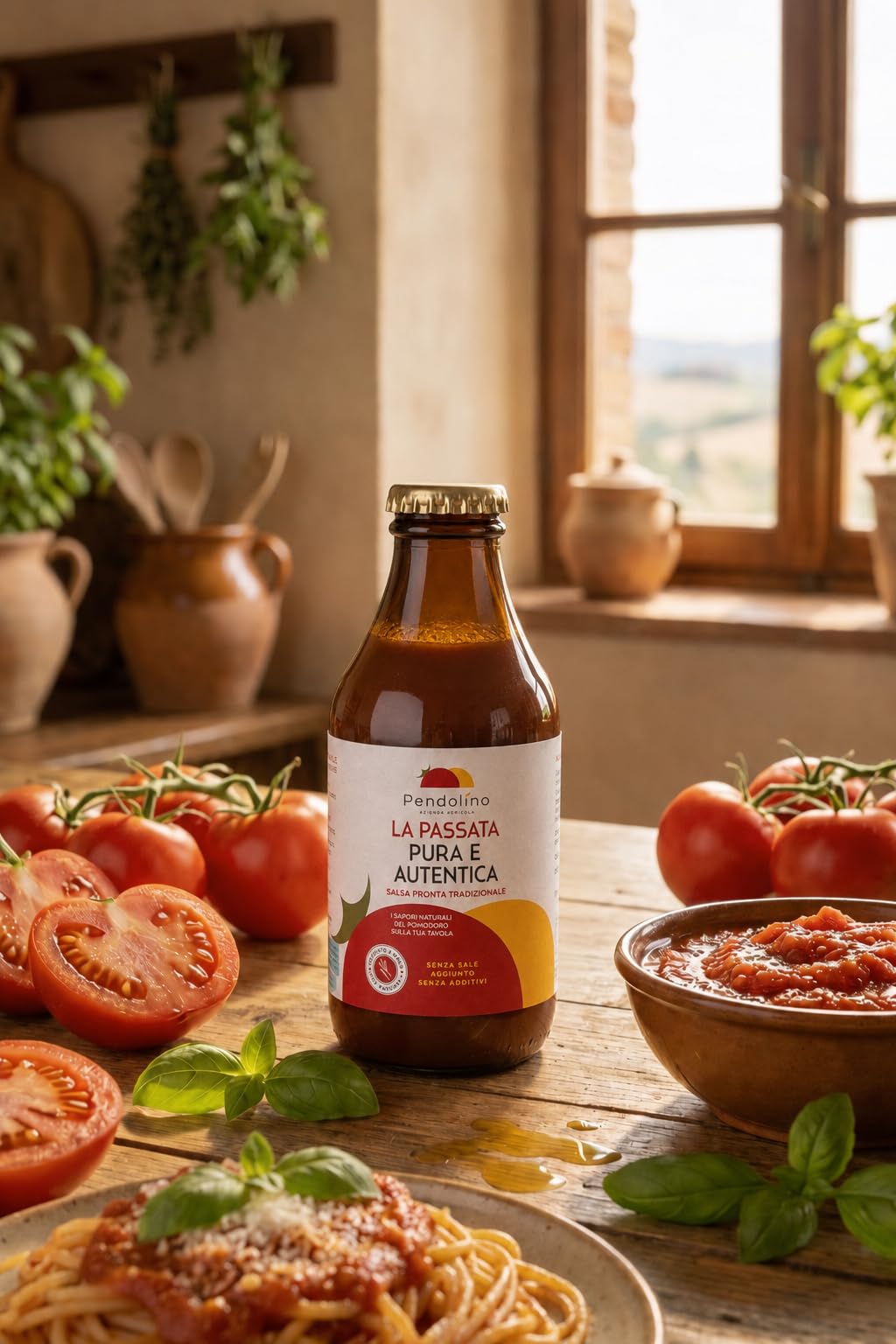Passata Pura e Autentica di Pomodoro 320 g -100% Pomodoro Siciliano Siccagno– Senza Sale e Conservanti – Agricola Pendolino (9, 2880, grammo)